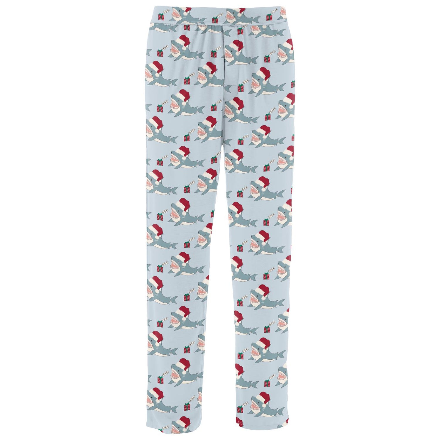 Men's Print Pajama Pants in Illusion Blue Holiday Sharks