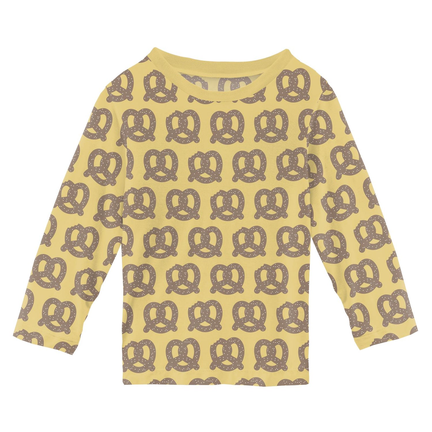 Print Long Sleeve Crew Neck Tee in Flax Giant Pretzel (332928)