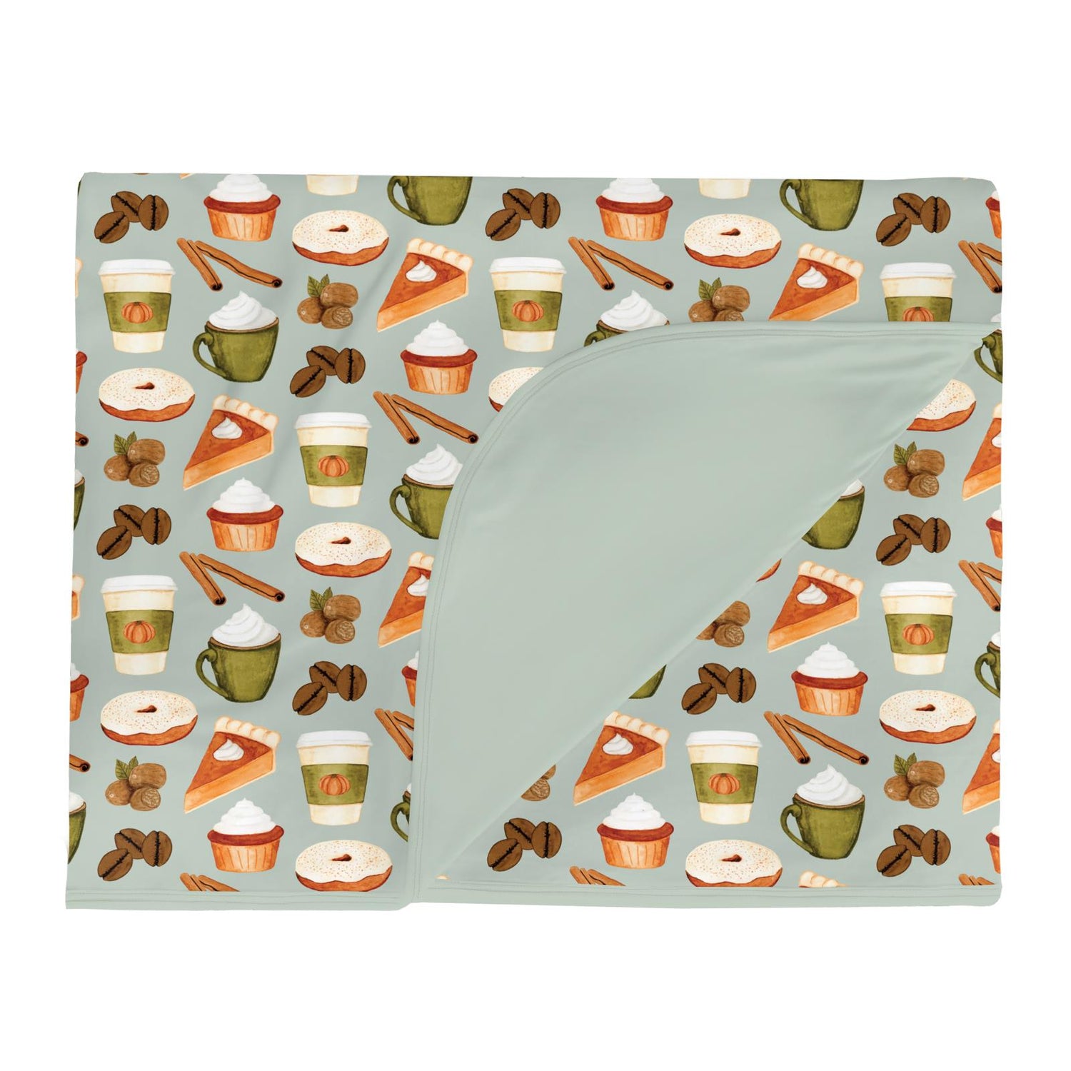 Print Double Layer Throw Blanket in Aloe Pumpkin Spice (332939)