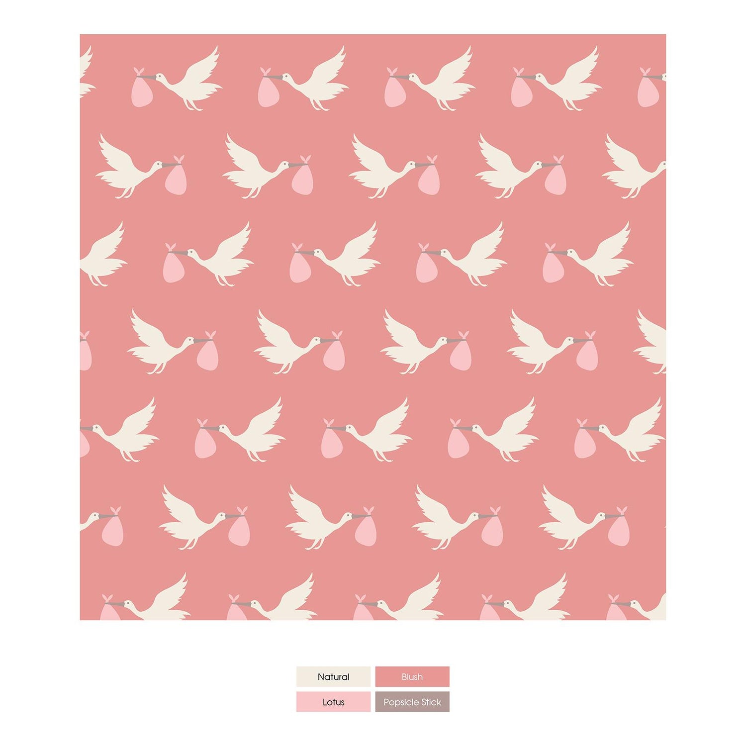 Print Footie with 2 Way Zipper in Blush Stork (341301)
