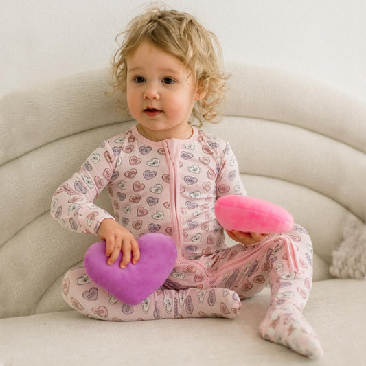 Print Footie with 2 Way Zipper in Candy Hearts (361199)