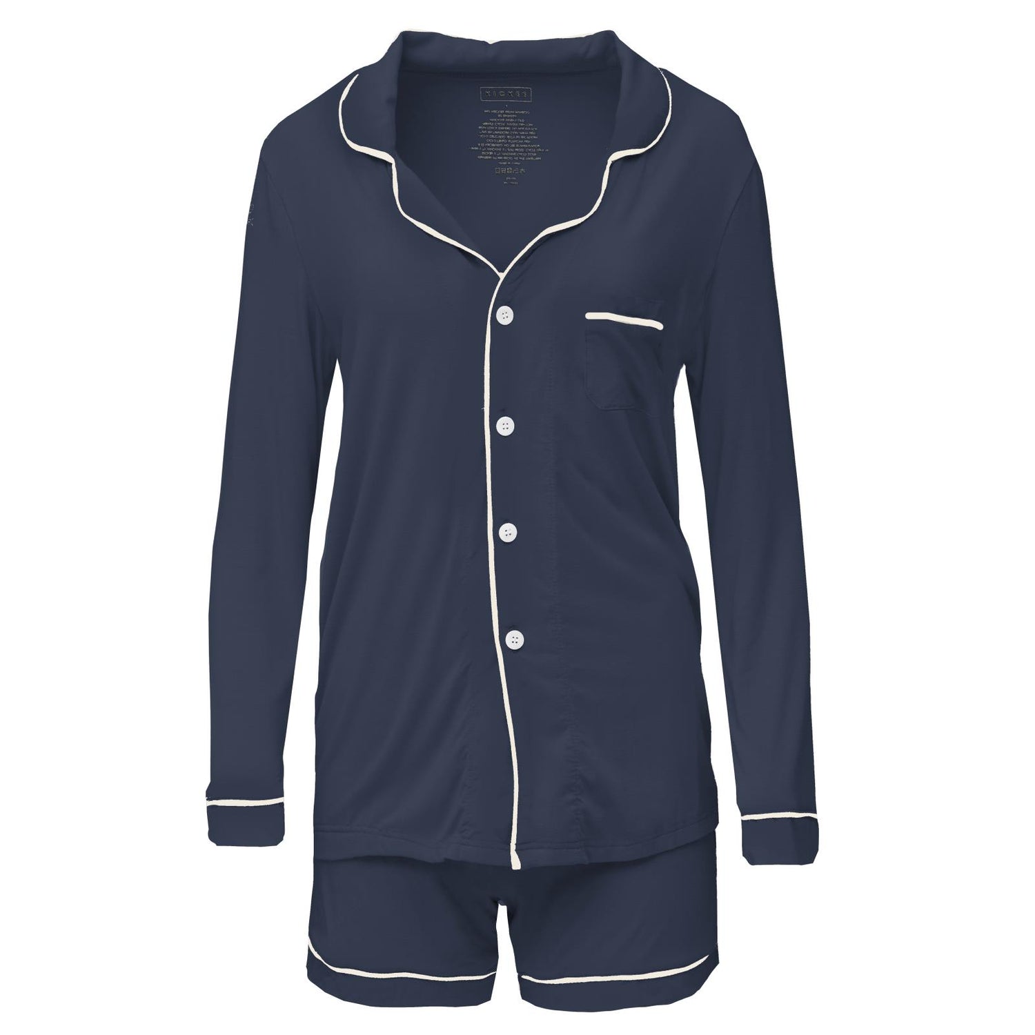 Women's Long Sleeve Collared Pajama Set with Shorts in Spellbound with Natural (361256)