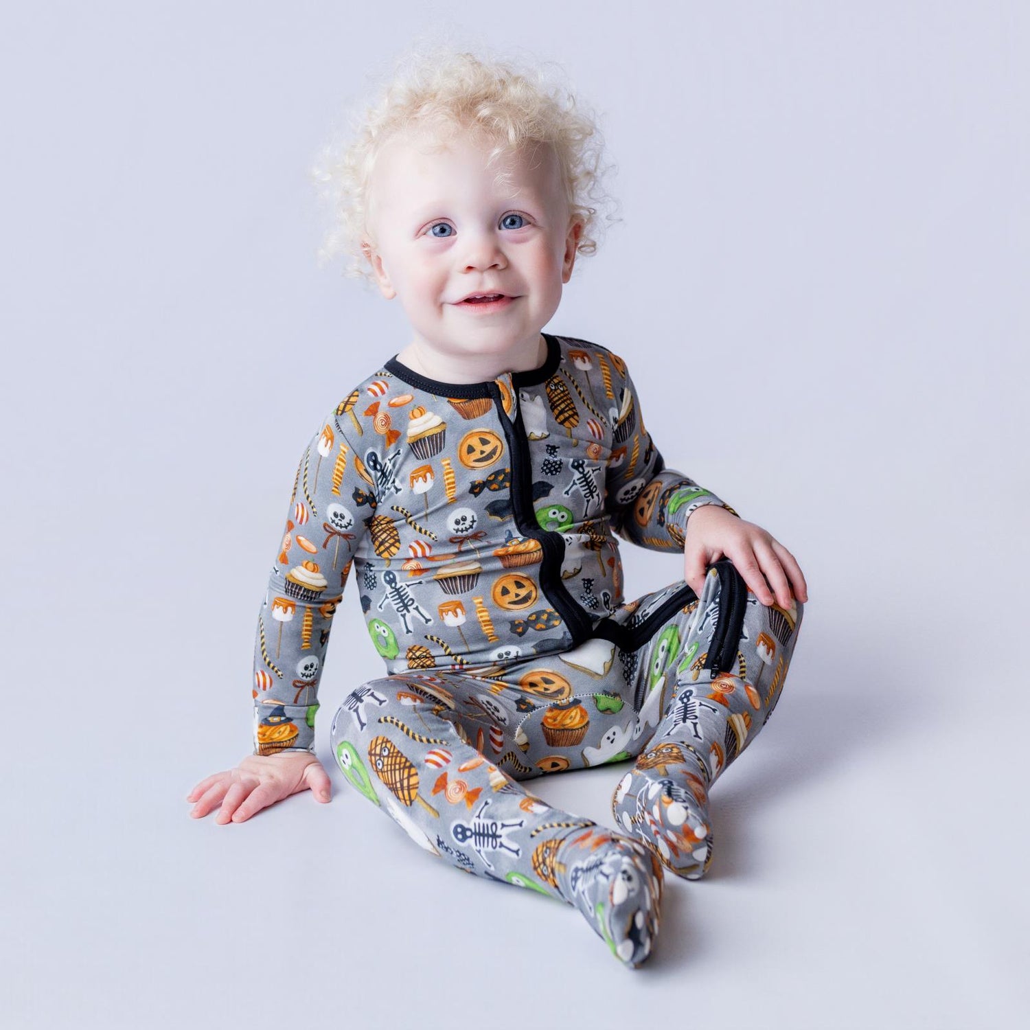 Print Footie with 2 Way Zipper in Halloween Treats (344125)