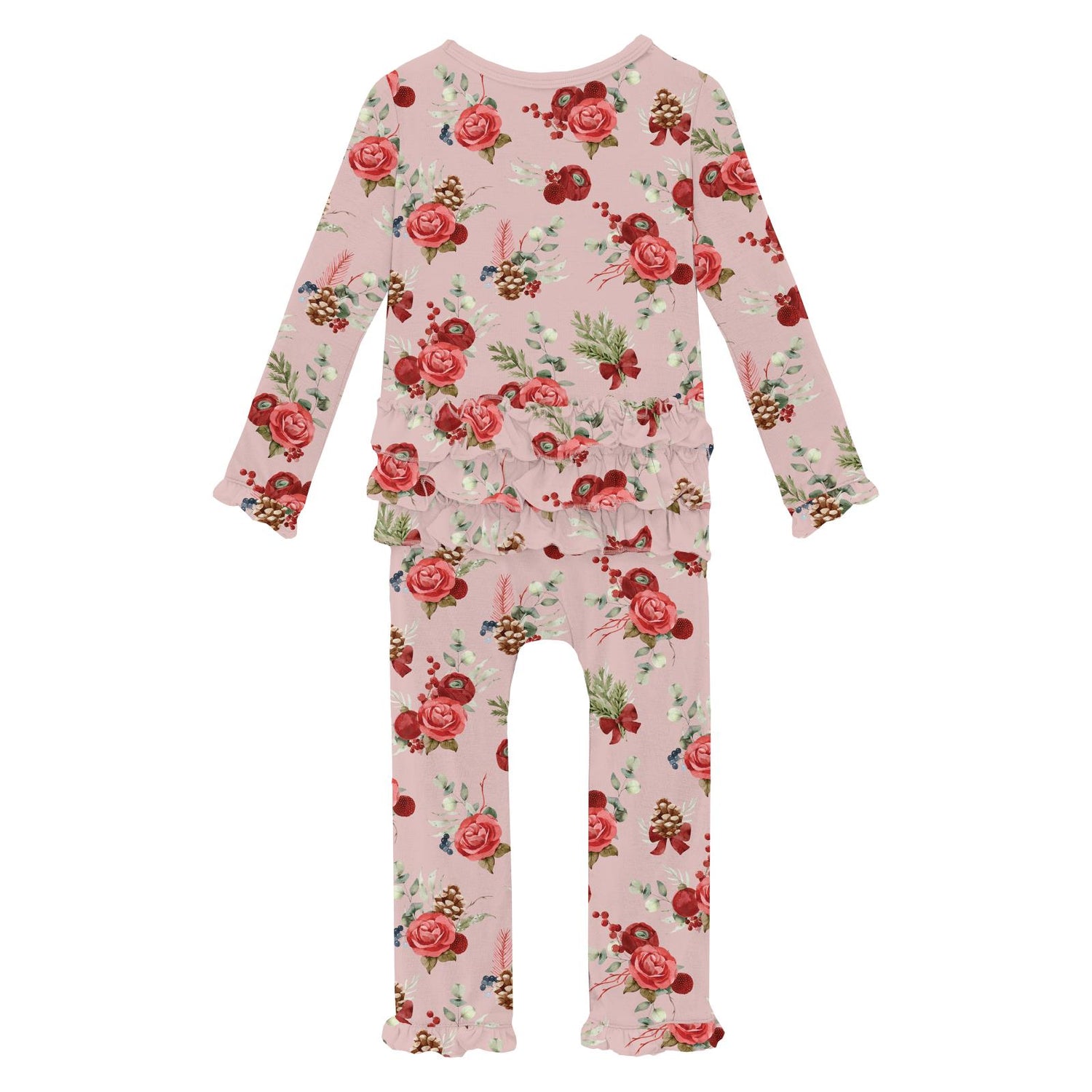 Print Oh La La Ruffle Romper in Baby Rose Holiday Floral (371649)