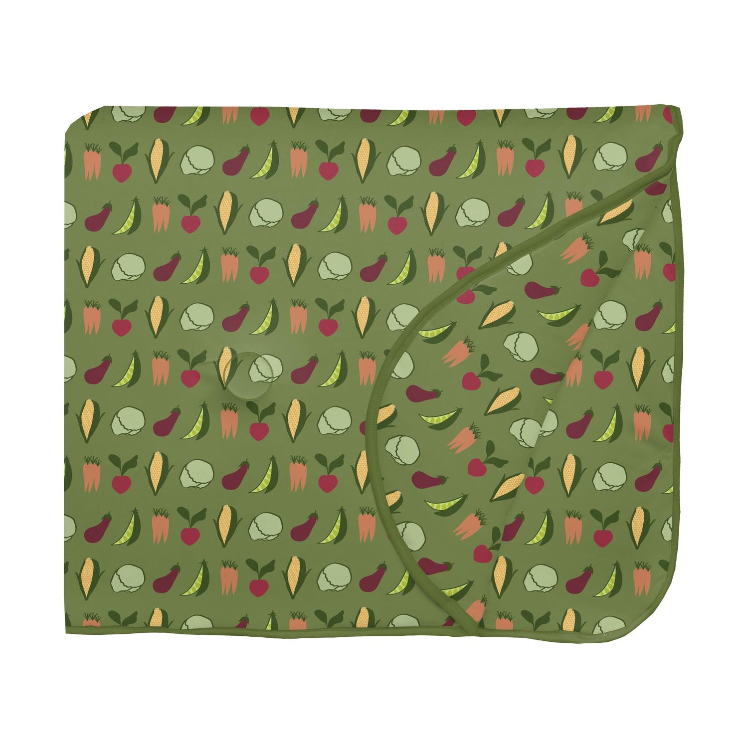 Print Fluffle Throw Blanket with Embroidery in Grasshopper Garden Veggies (357739)
