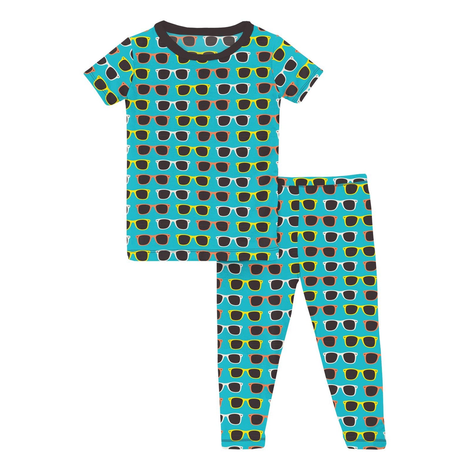 Print Short Sleeve Pajama Set in Confetti Sunglasses (357810)