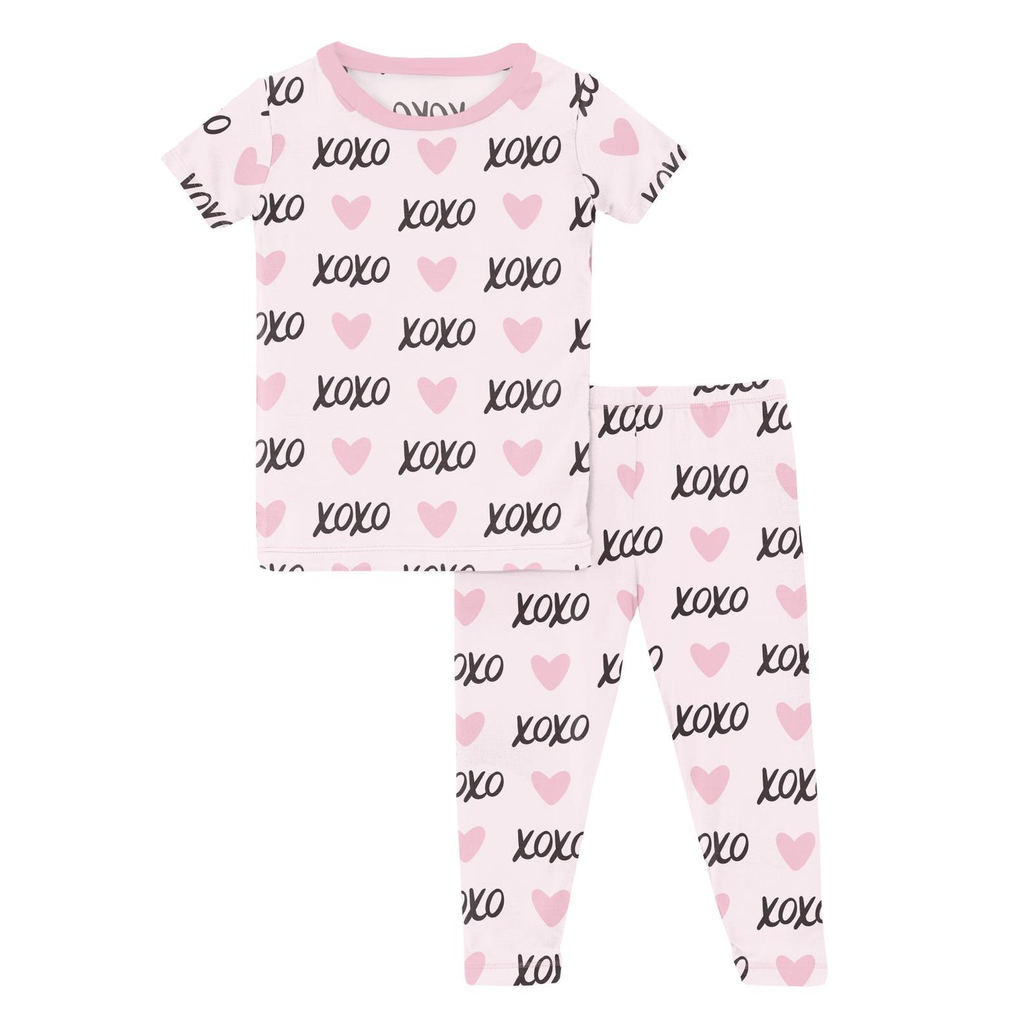 Print Short Sleeve Pajama Set in Shrinking Violet XOXO (314039)