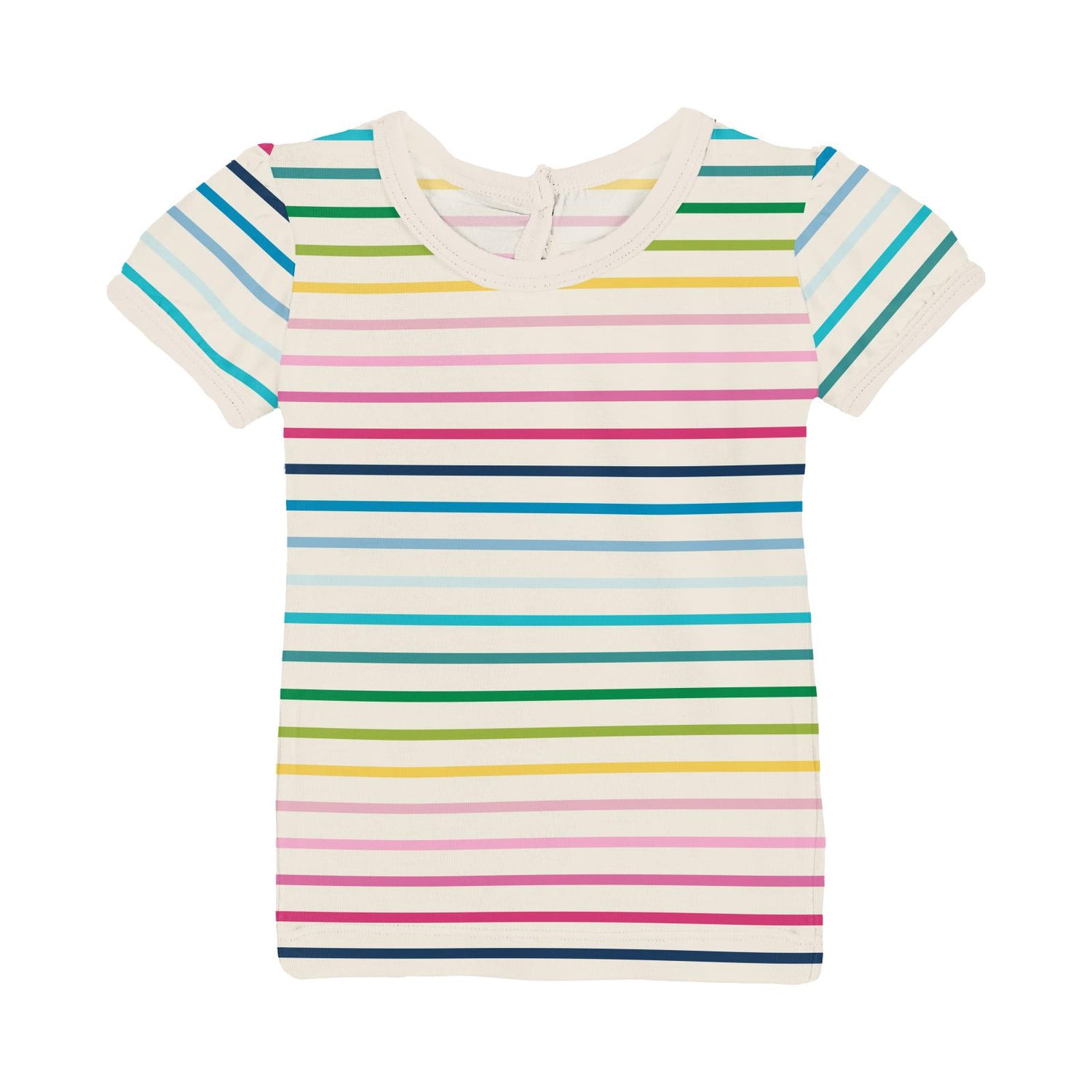 Print Short Sleeve Puff Tee in Happy Stripe (314160)