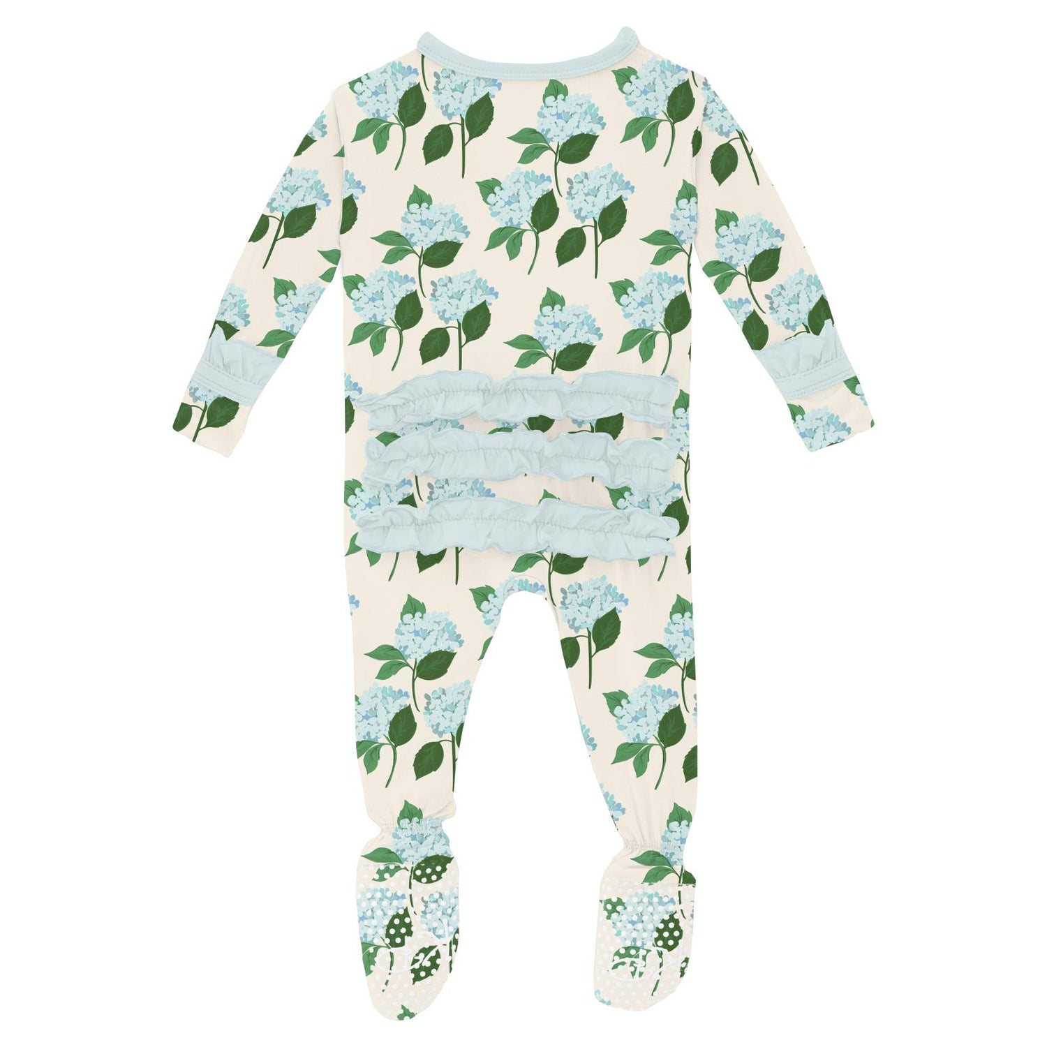 Print Classic Ruffle Footie with Snaps in Hydrangea Bouquet (310986)