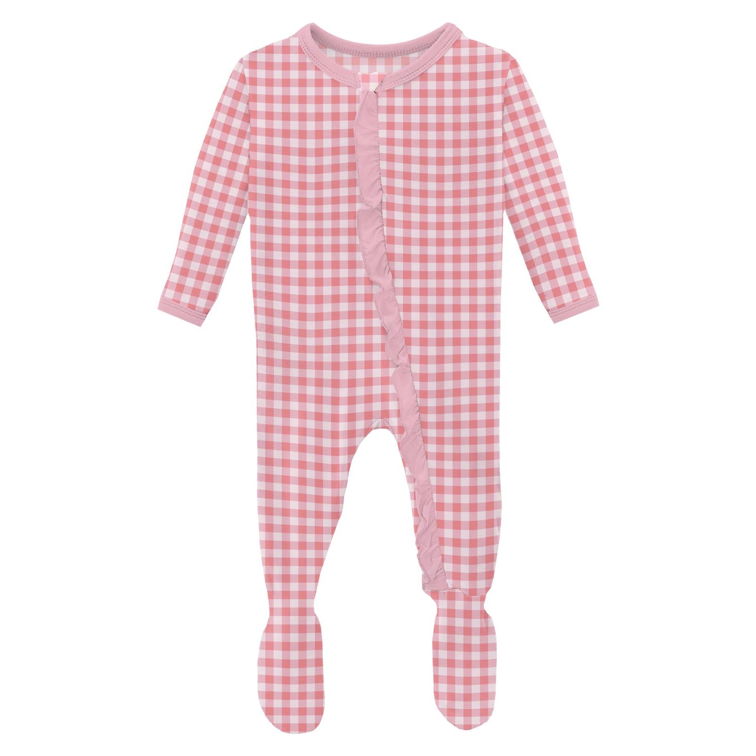Print Classic Ruffle Footie with 2 Way Zipper in Cake Pop Gingham (311046)