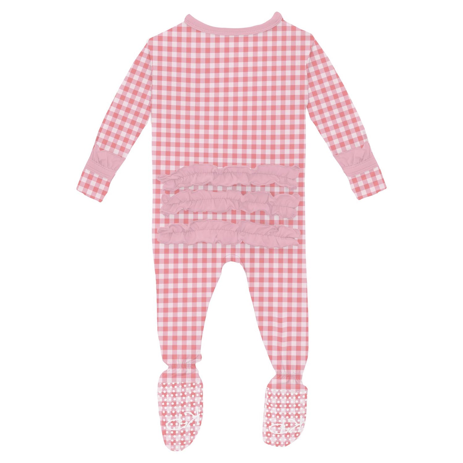 Print Classic Ruffle Footie with 2 Way Zipper in Cake Pop Gingham (311062)