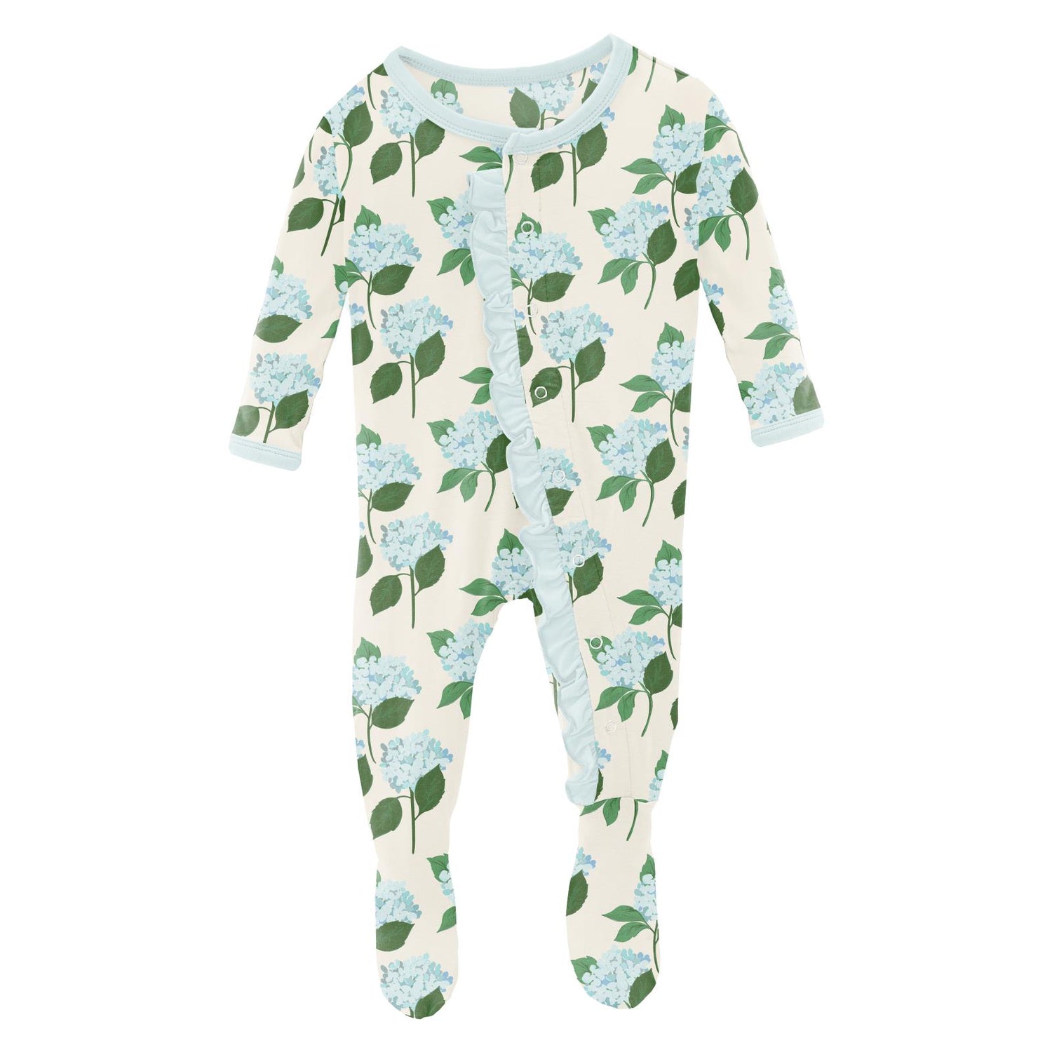 Print Classic Ruffle Footie with Snaps in Hydrangea Bouquet (311073)