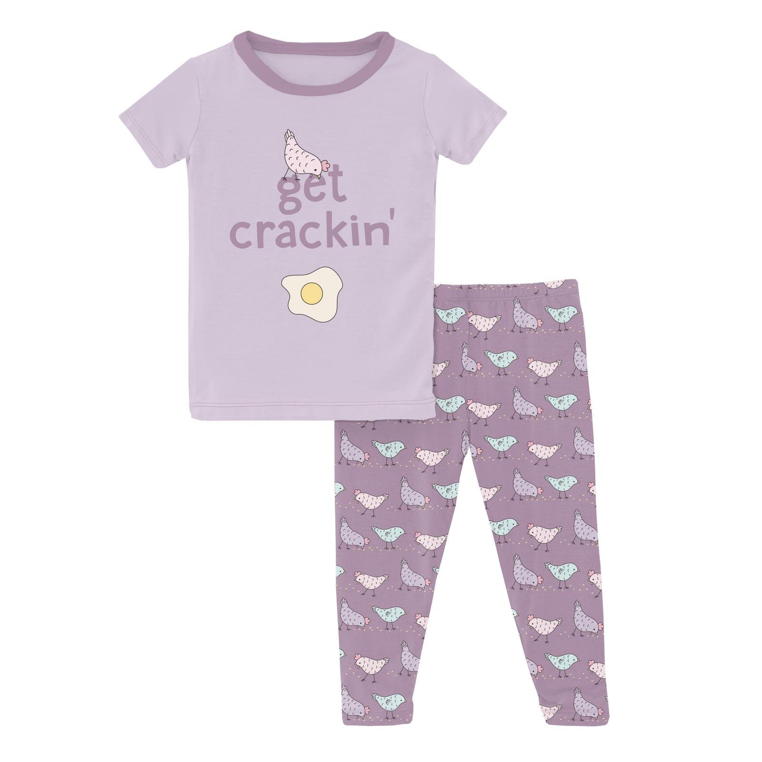 Short Sleeve Graphic Tee Pajama Set in Lavender Chickens (313782)