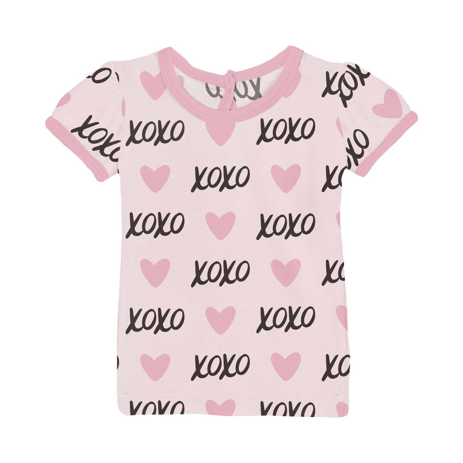 Print Short Sleeve Puff Tee in Shrinking Violet XOXO (313826)