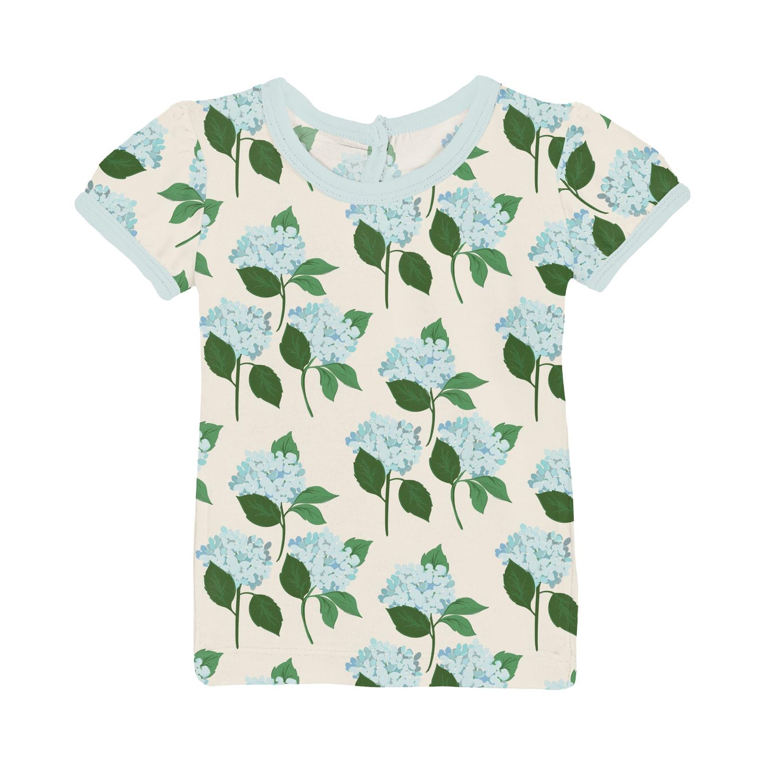 Print Short Sleeve Puff Tee in Hydrangea Bouquet (313869)