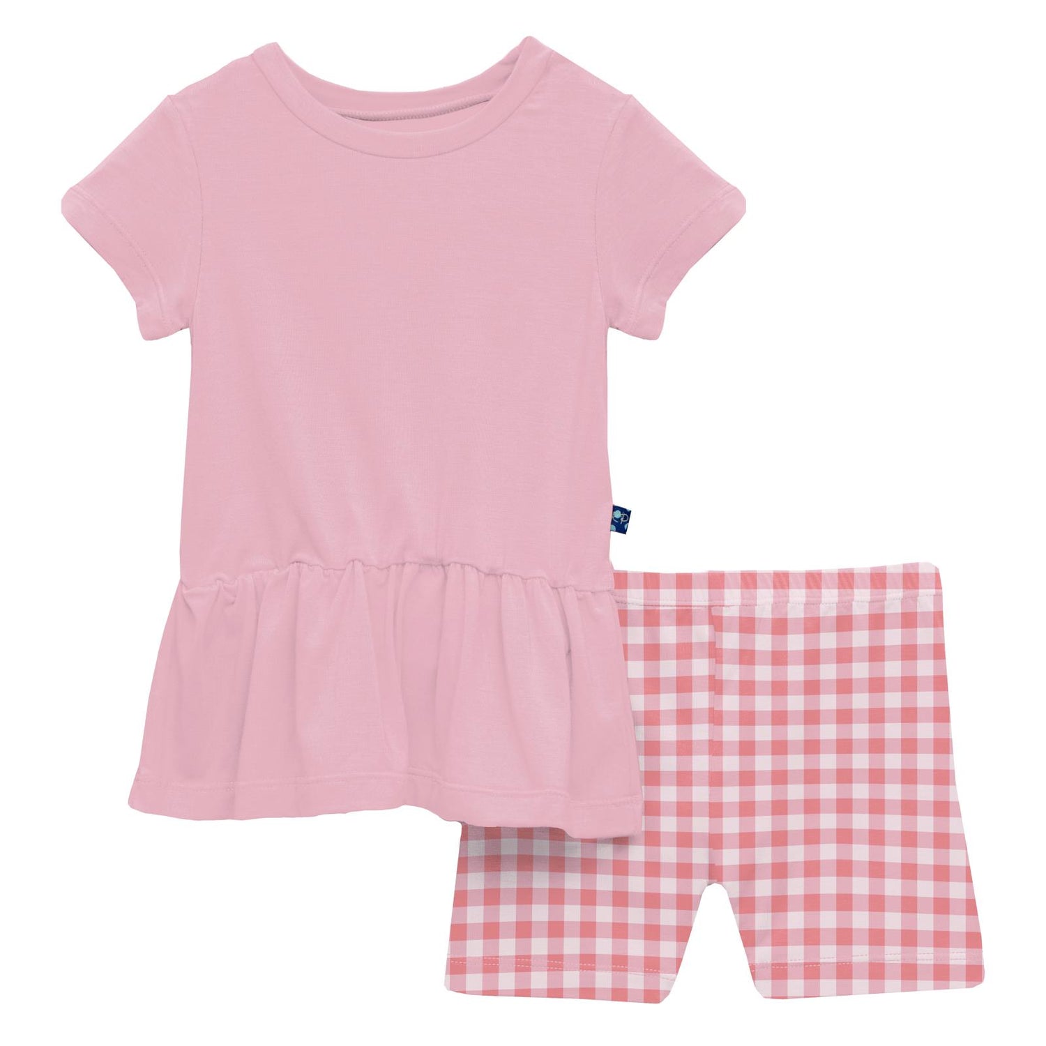Print Short Sleeve Playtime Outfit Set in Cake Pop Gingham (313905)
