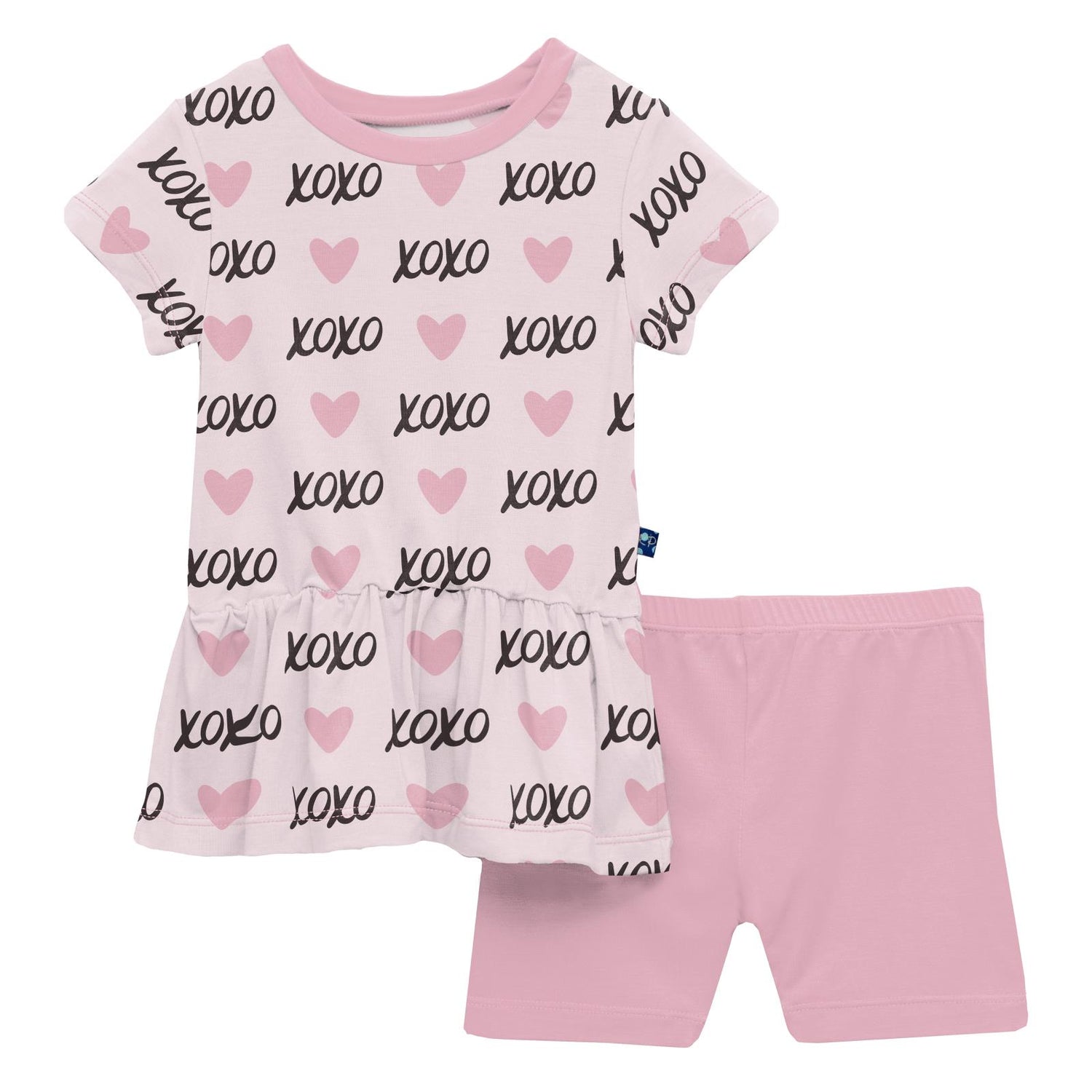 Print Short Sleeve Playtime Outfit Set in Shrinking Violet XOXO (313957)