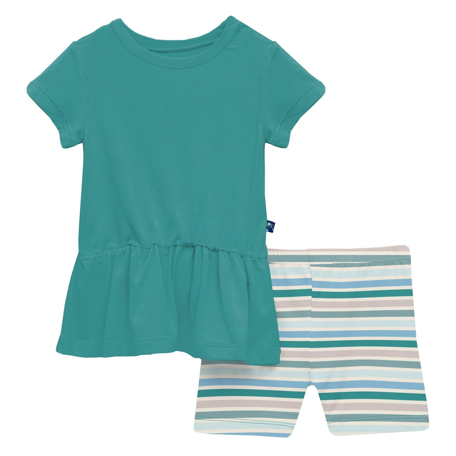 Print Short Sleeve Playtime Outfit Set in Lakeside Stripe (313988)