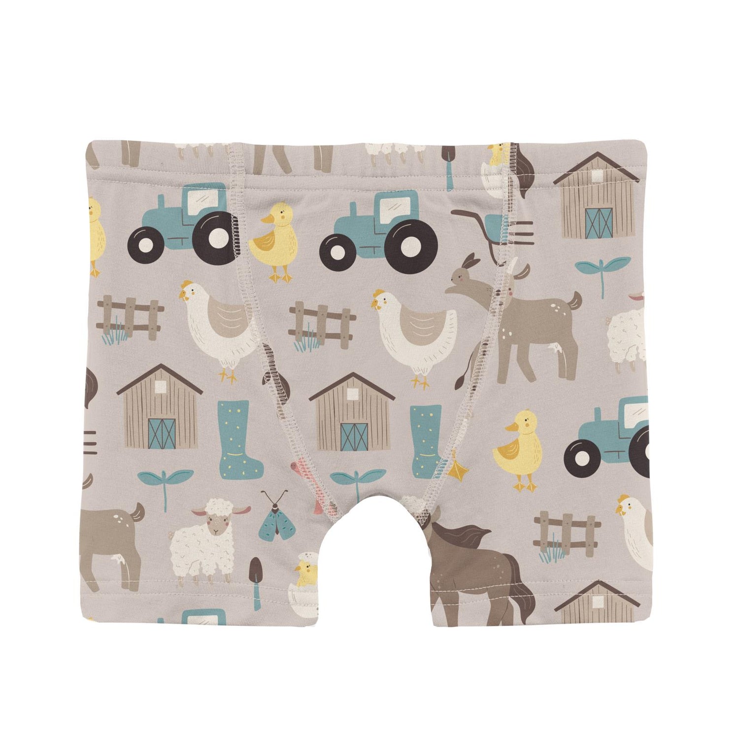 Print Boy's Boxer Brief in Latte Morning on the Farm (314098)