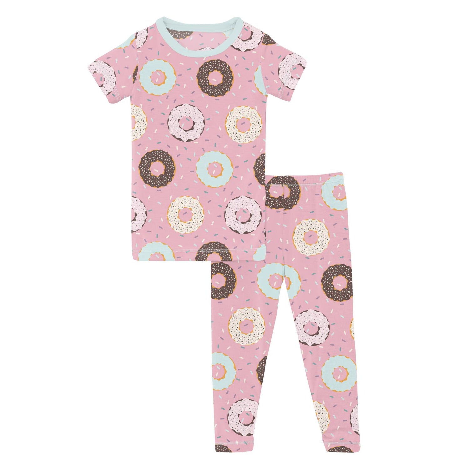 Print Short Sleeve Pajama Set in Cake Pop Donuts and Sprinkles (314103)