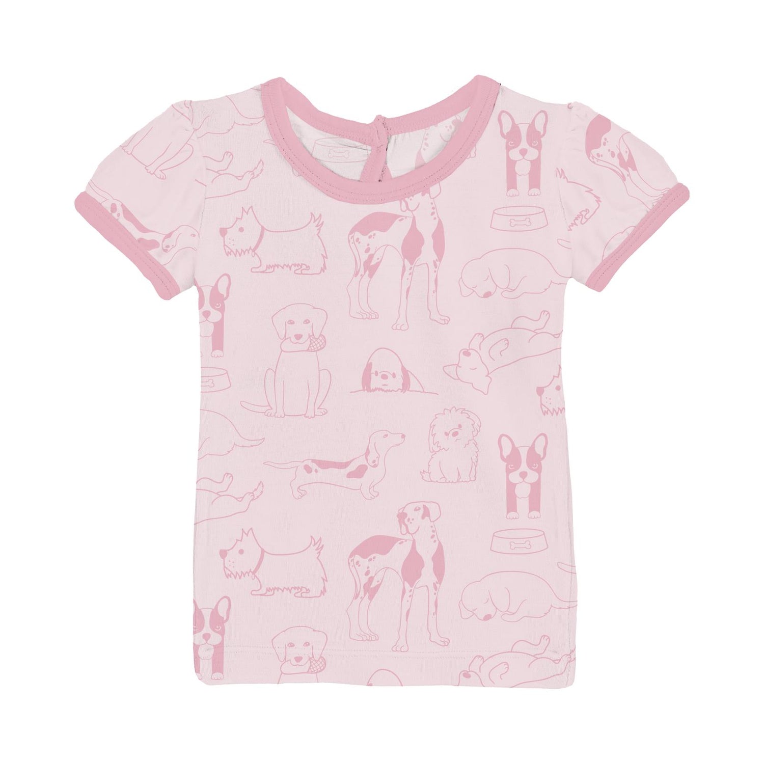Print Short Sleeve Puff Tee in Shrinking Violet Dogs (314169)