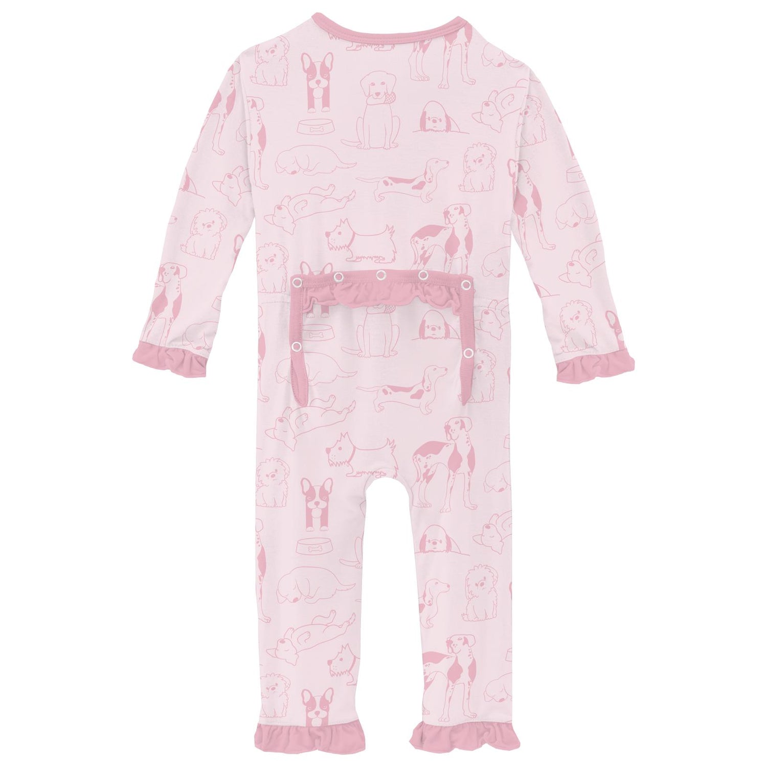 Print Classic Ruffle Coverall with 2 Way Zipper in Shrinking Violet Dogs (310845)