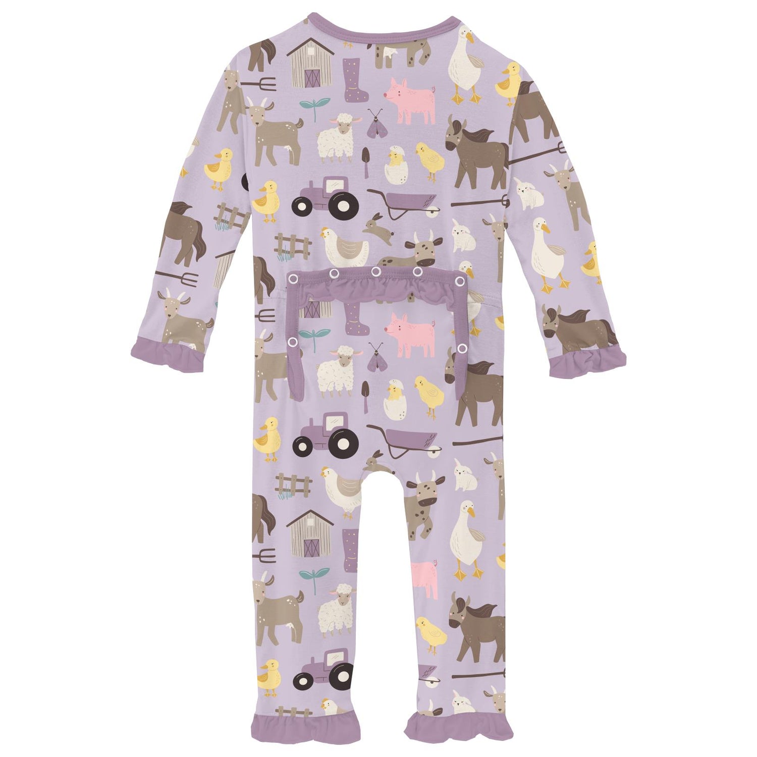 Print Classic Ruffle Coverall with 2 Way Zipper in Thistle Morning on the Farm (310858)