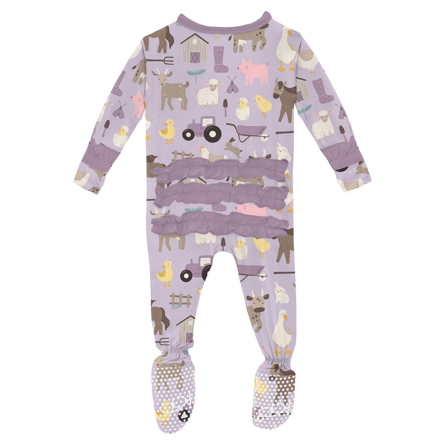Print Classic Ruffle Footie with 2 Way Zipper in Thistle Morning on the Farm (310997)