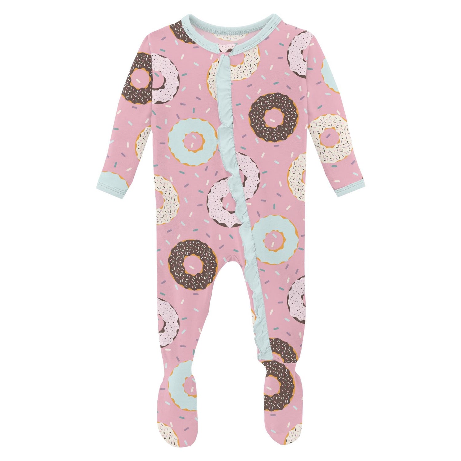 Print Classic Ruffle Footie with 2 Way Zipper in Cake Pop Donuts and Sprinkles (311012)
