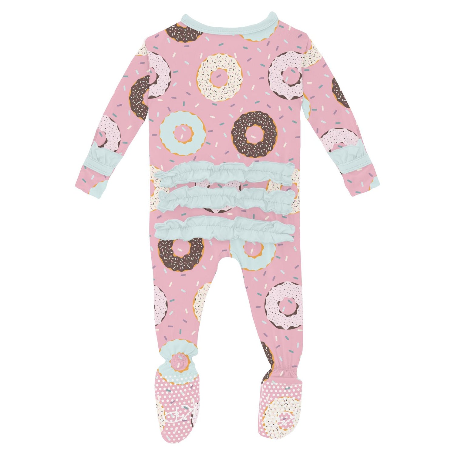 Print Classic Ruffle Footie with 2 Way Zipper in Cake Pop Donuts and Sprinkles (311065)