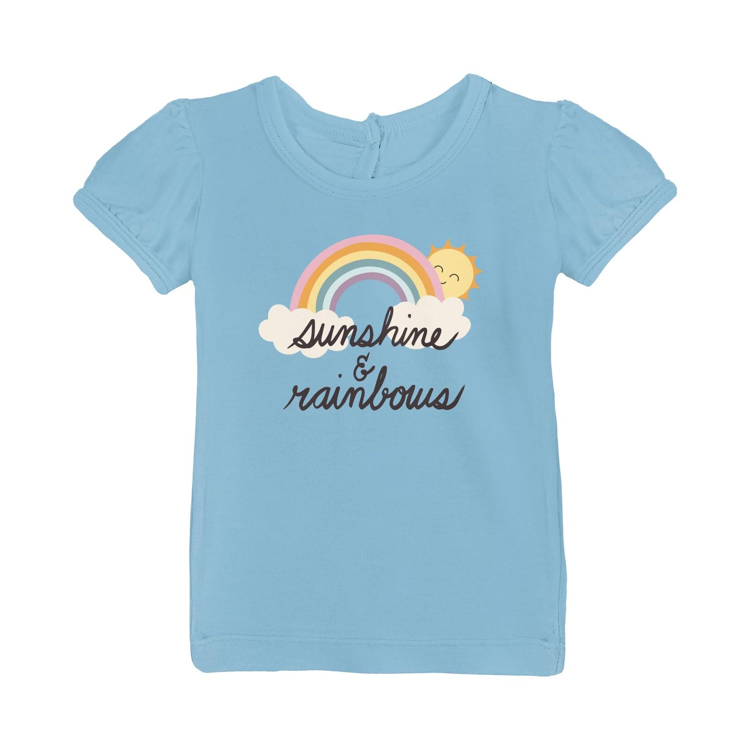 Short Sleeve Graphic Puff Tee in Seaside Blue Sunshine and Rainbows (313819)