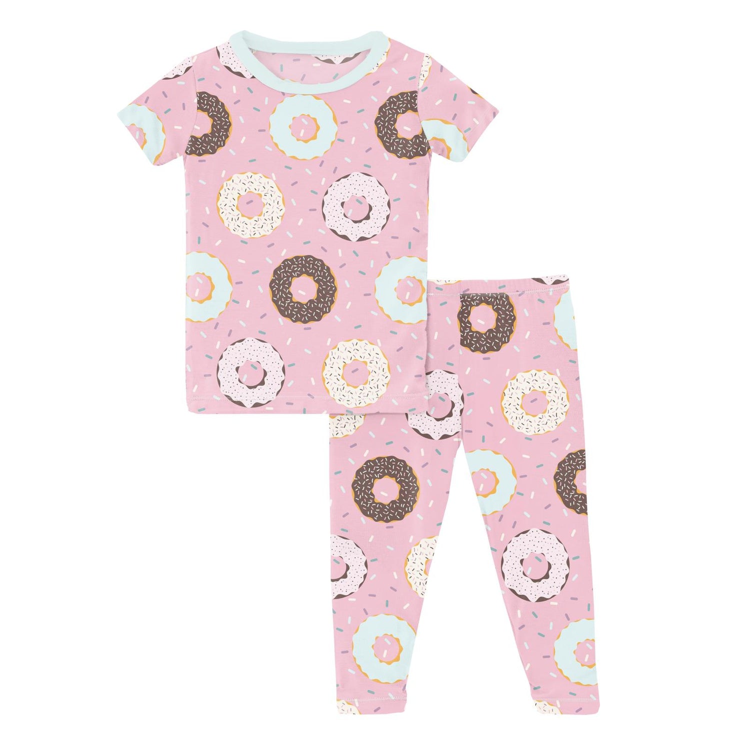 Print Short Sleeve Pajama Set in Cake Pop Donuts and Sprinkles (313897)