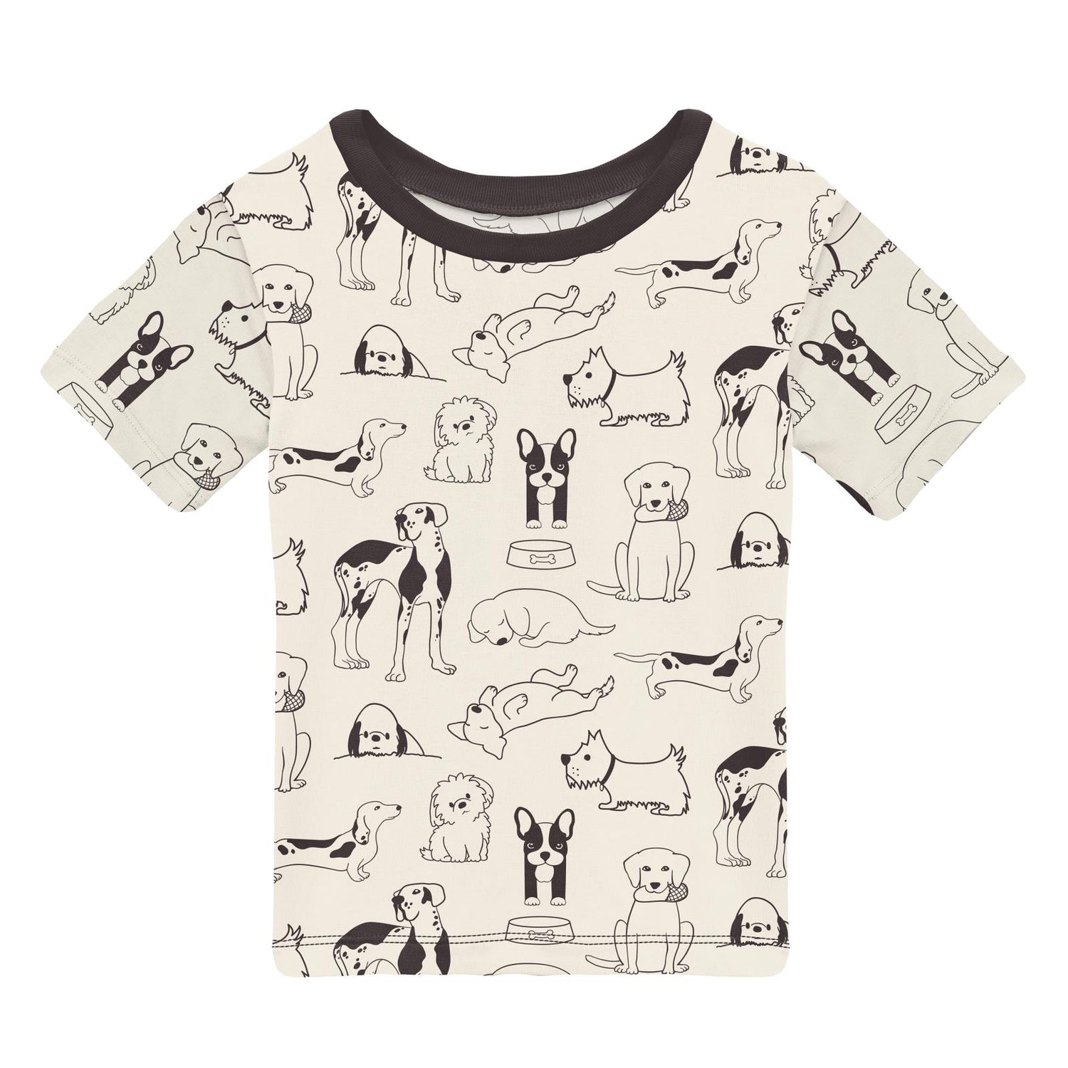 Print Short Sleeve Crew Neck Tee in Natural Dogs (313962)