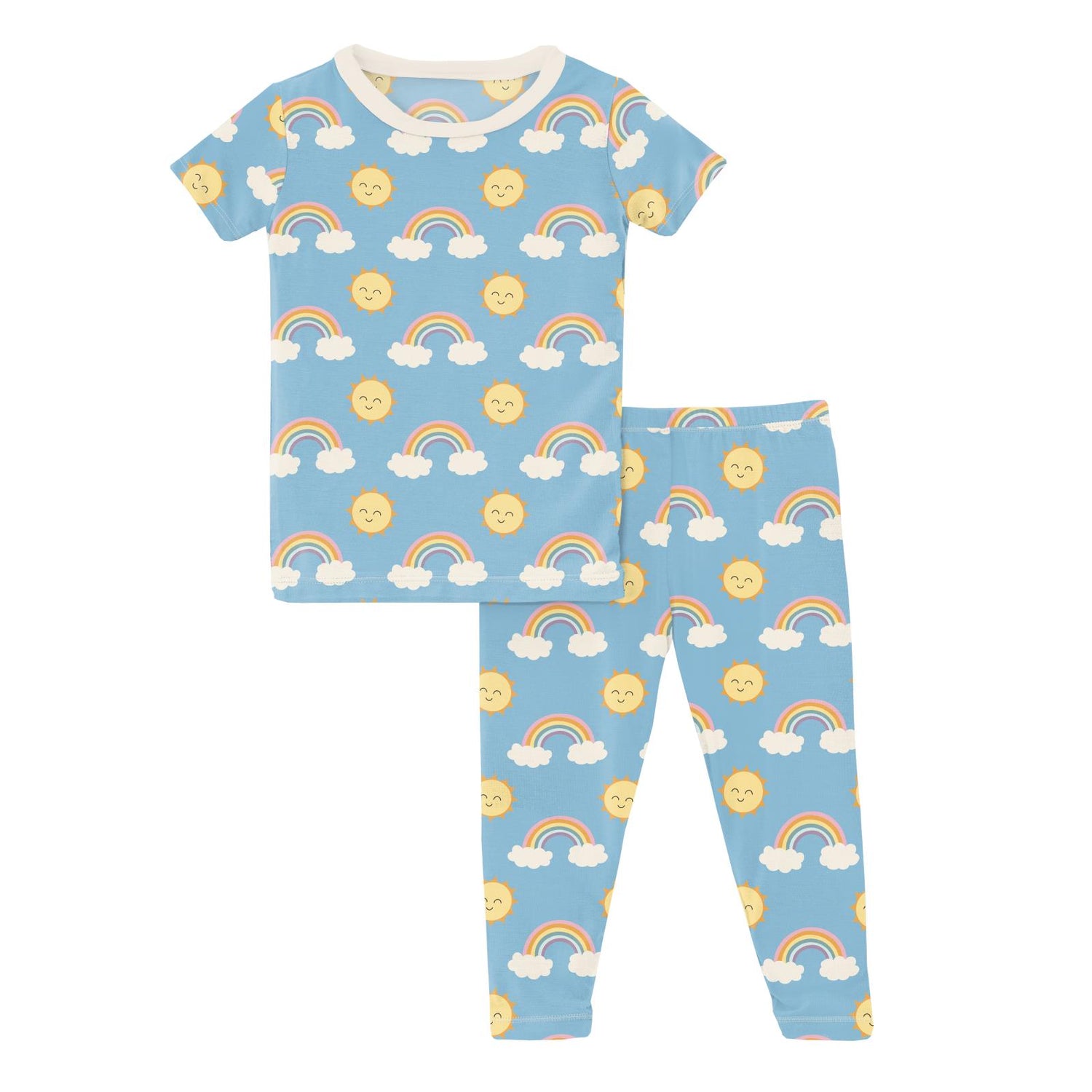 Print Short Sleeve Pajama Set in Sunshine and Rainbows (313983)