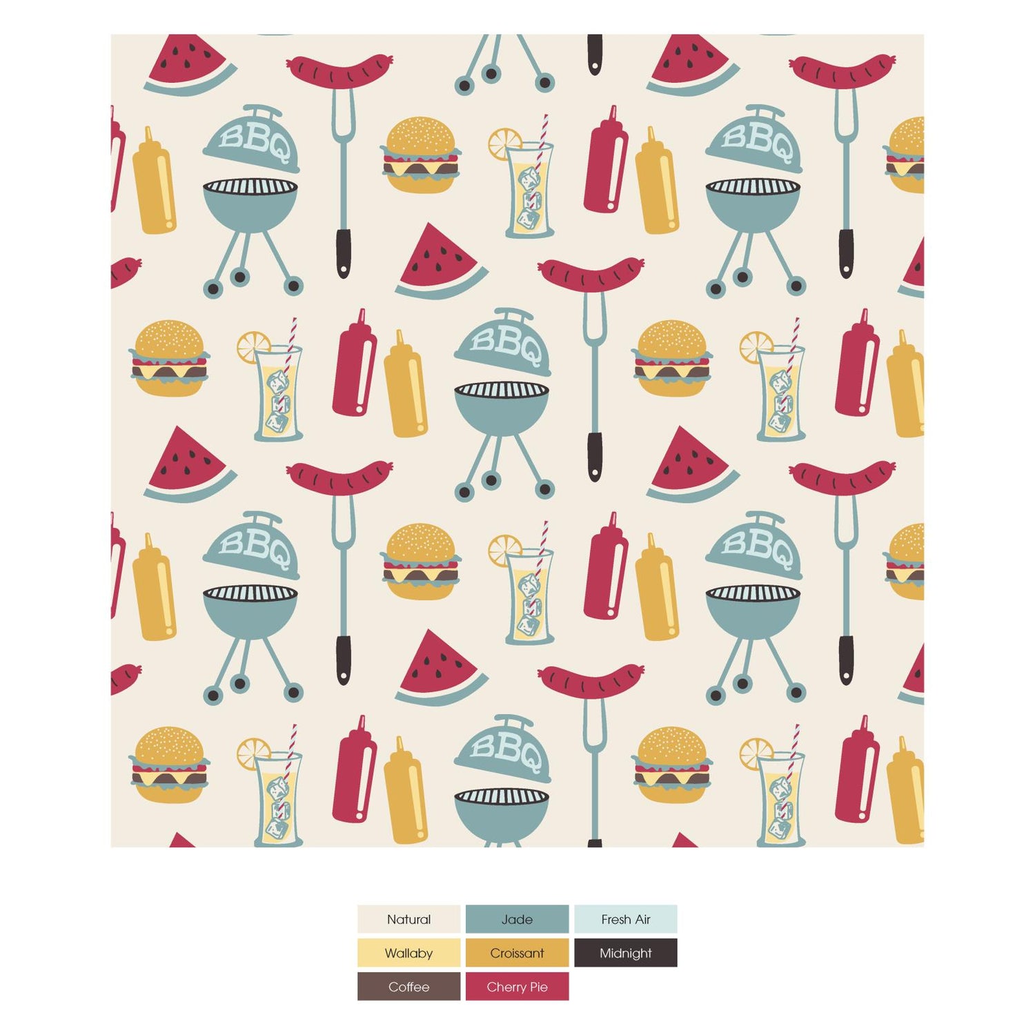 Print Bib Set of 3 in Natural BBQ, Seaside Blue Frogs & Flies & Jade Campfire (360174)