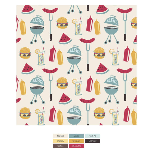 Print Bib Set of 3 in Natural BBQ, Seaside Blue Frogs & Flies & Jade Campfire (360174)