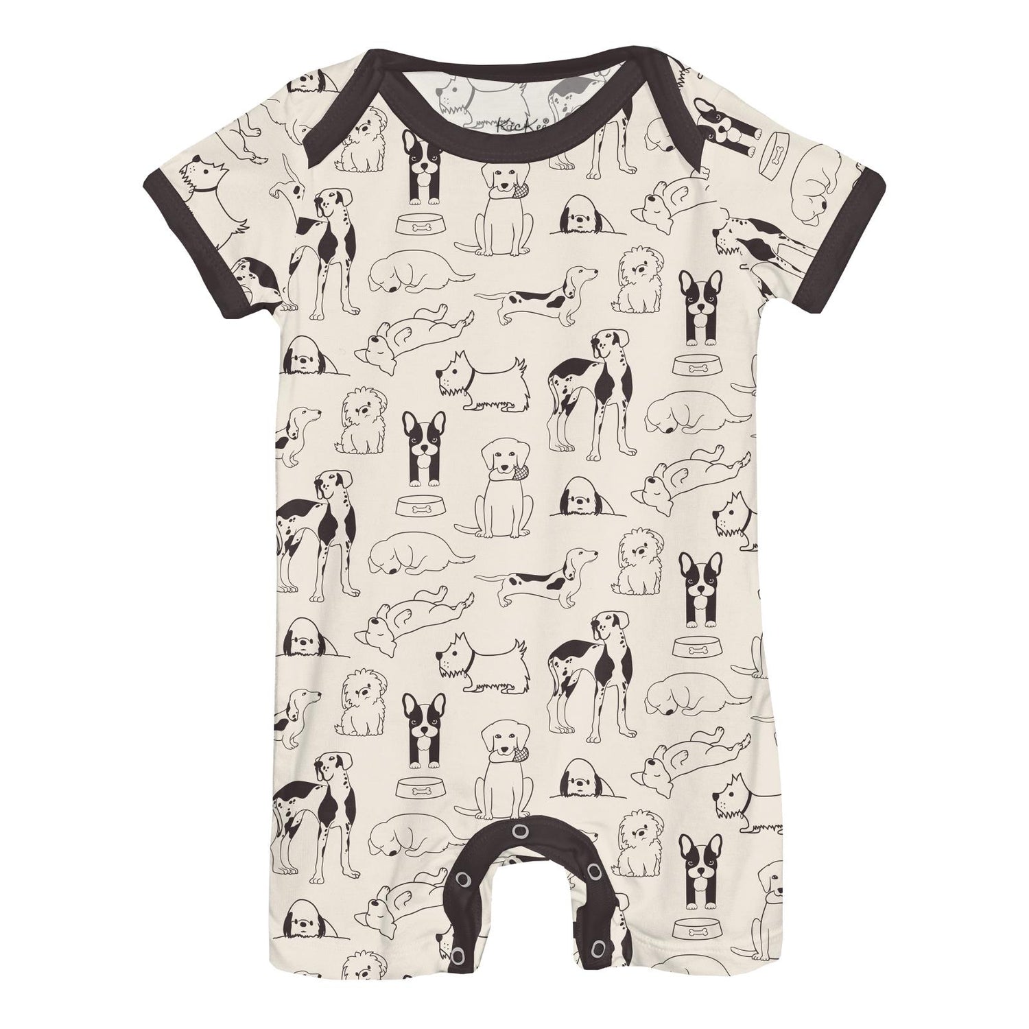 Print Short Sleeve Beau Romper in Natural Dogs (317906)