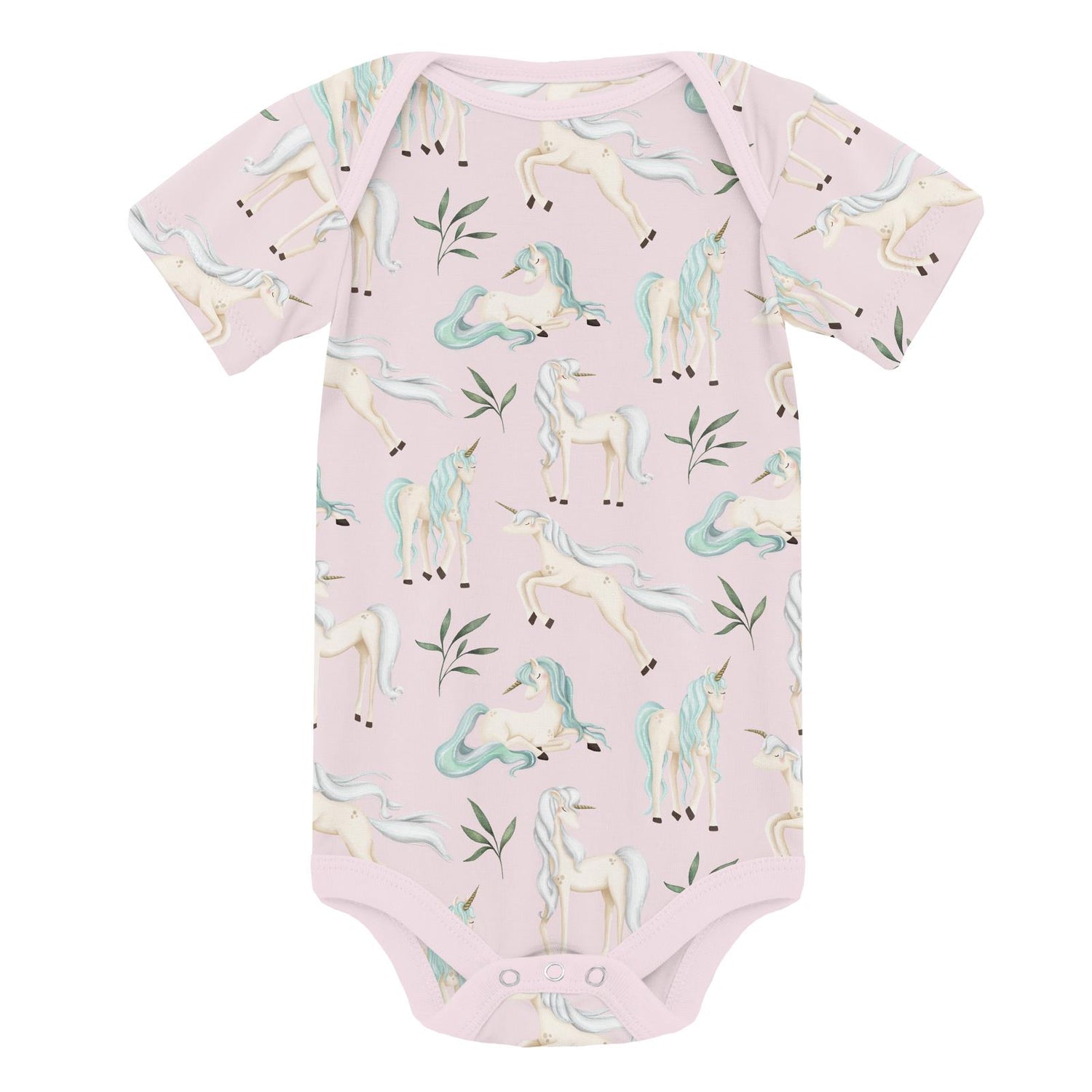 Print Short Sleeve One Piece in Shrinking Violet Sleeping Unicorns (320510)