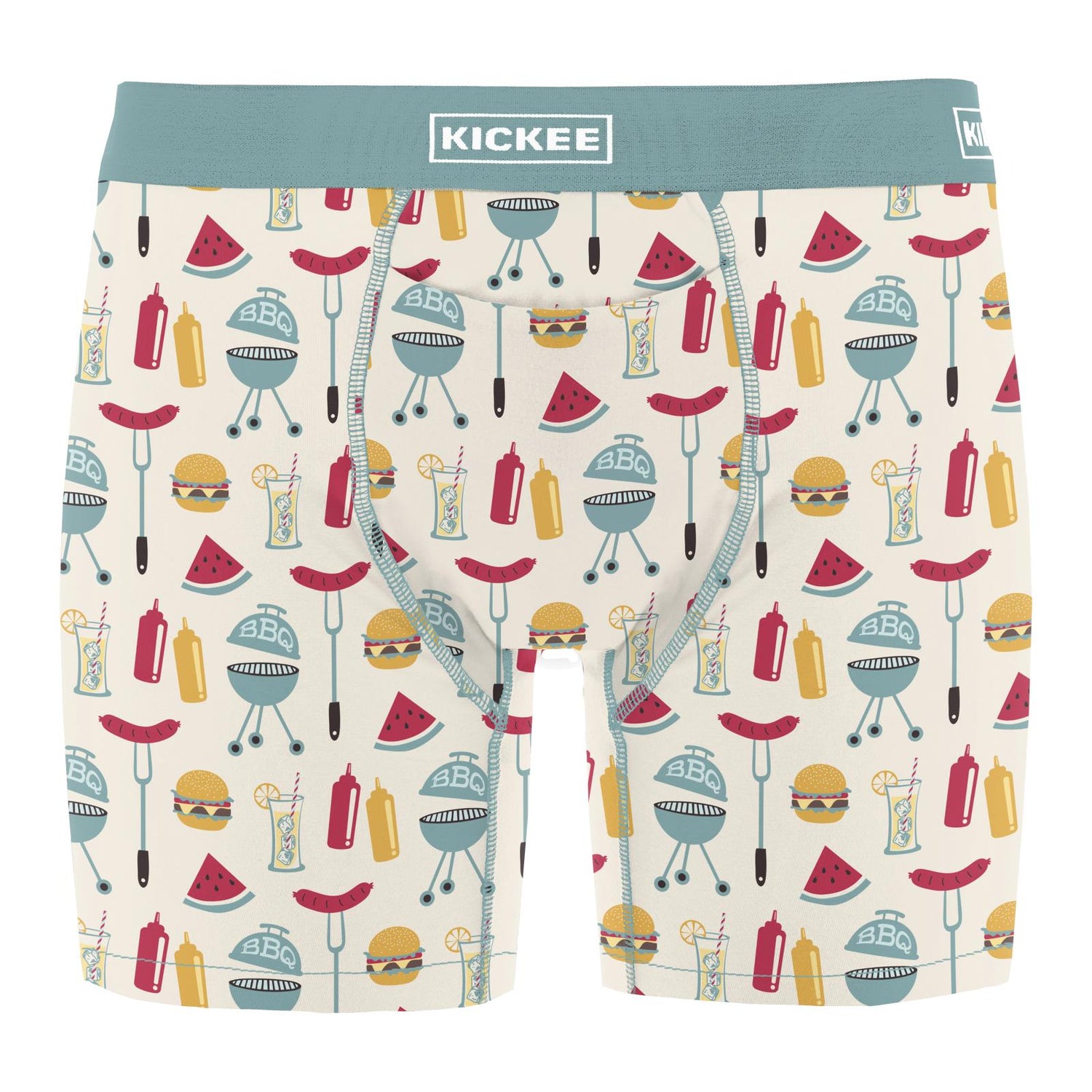 Men's Print Mid-Length Boxer Brief with Top Fly in Natural BBQ (320538)