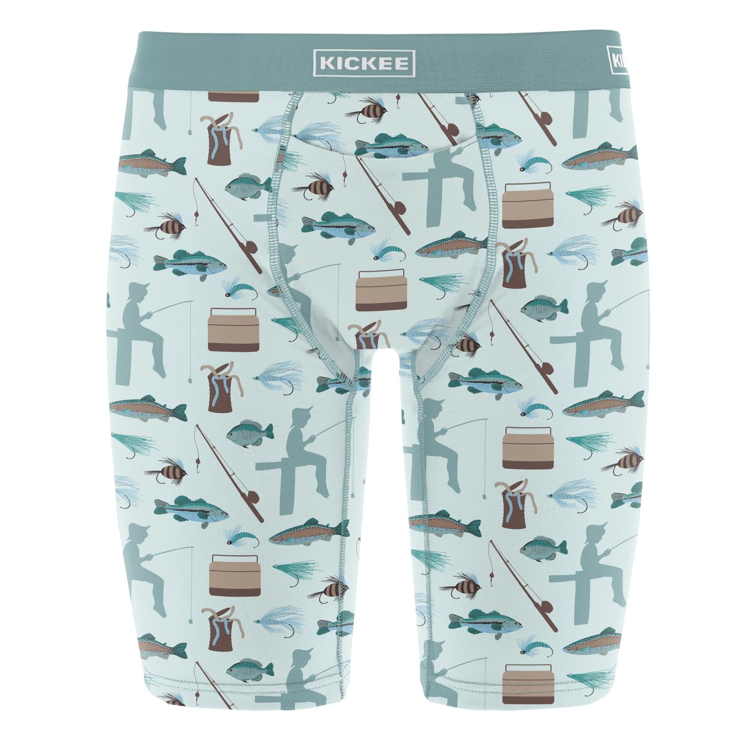 Men's Print Long Boxer Brief with Top Fly in Fresh Air Fishing (321074)