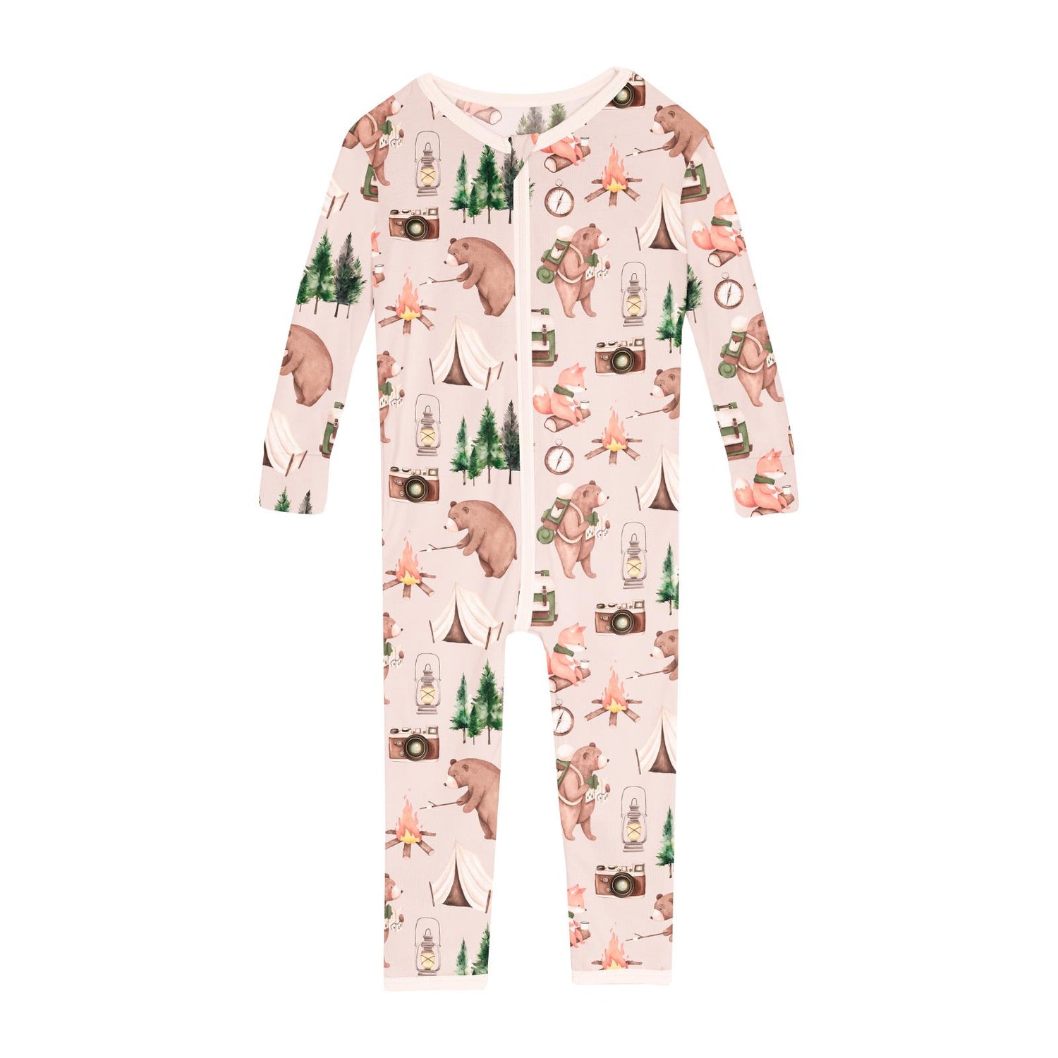 Print Convertible Sleeper with Zipper in Latte Camping Animals (360217)