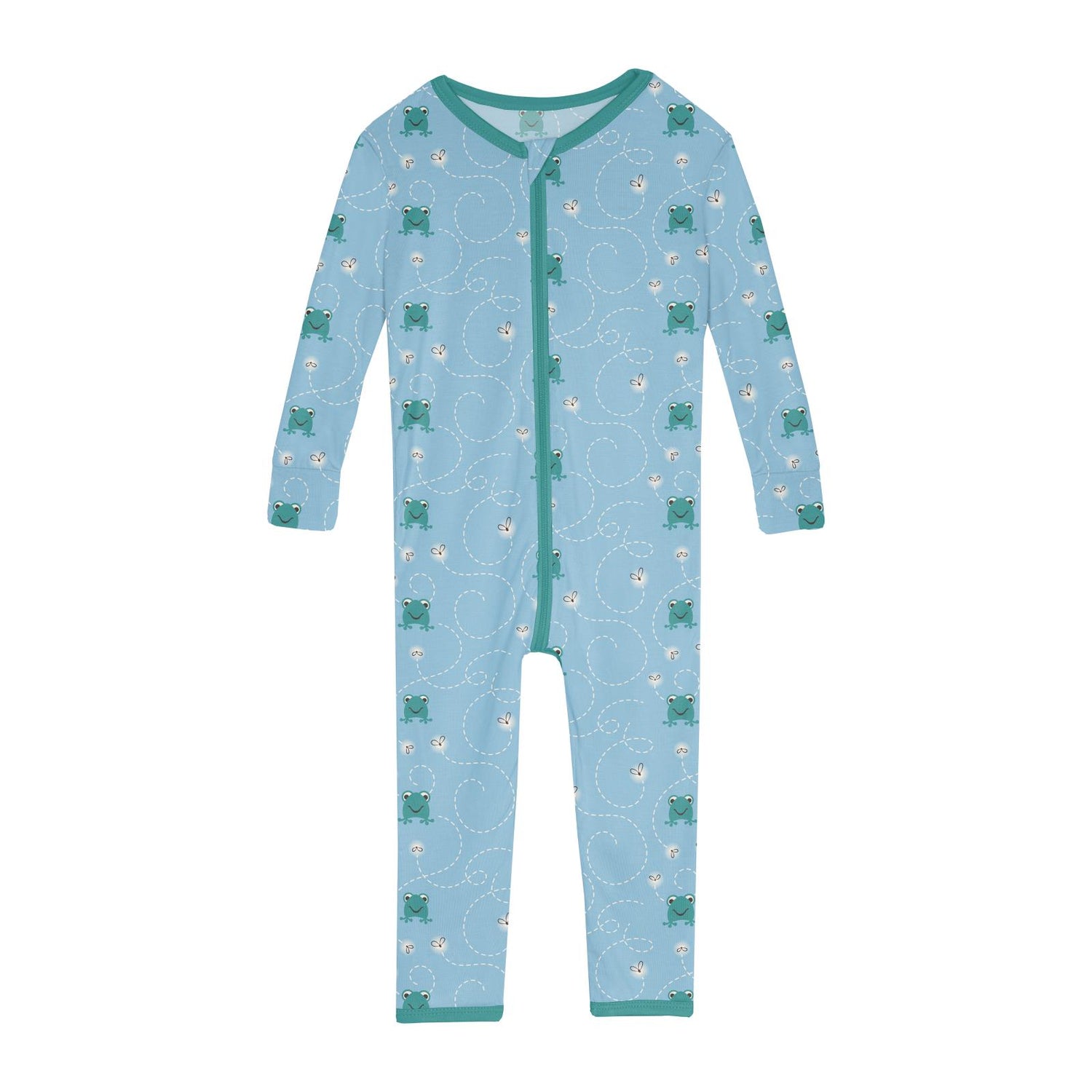 Print Convertible Sleeper with Zipper in Seaside Blue Frogs & Flies (360210)