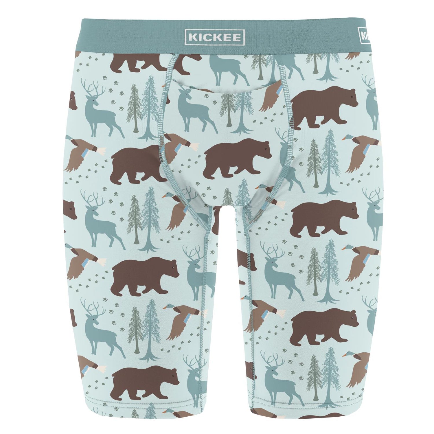 Men's Print Long Boxer Brief with Top Fly in Fresh Air Forest Adventure (320978)