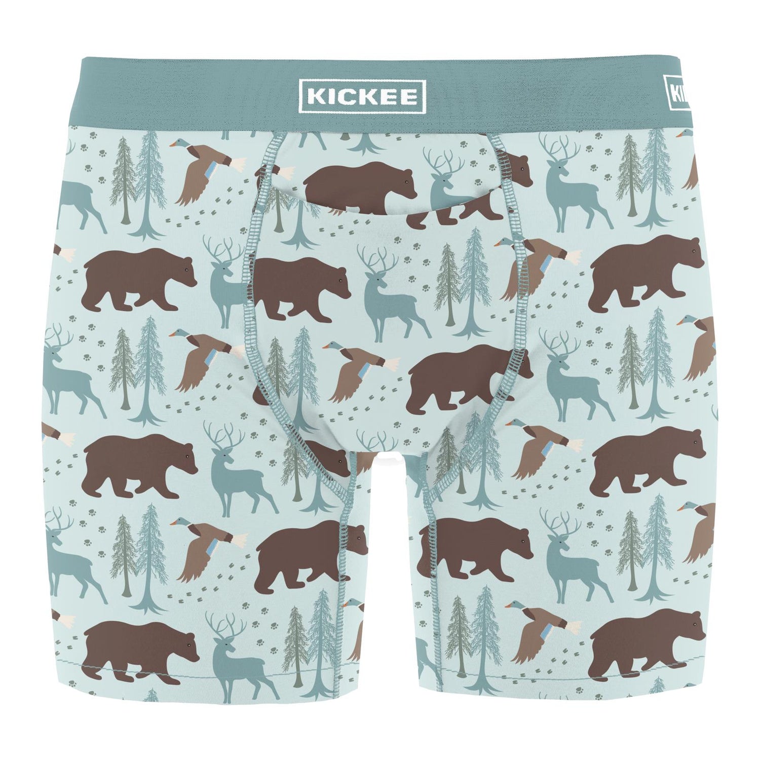 Men's Print Mid-Length Boxer Brief with Top Fly in Fresh Air Forest Adventure (321040)