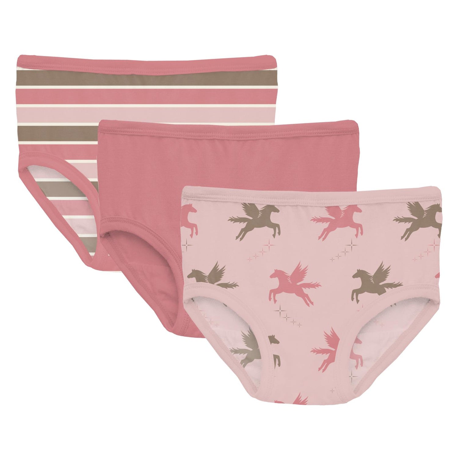 Print Girl's Underwear Set of 3 in Neapolitan Stripe, Desert Rose & Baby Rose Pegasus (332607)