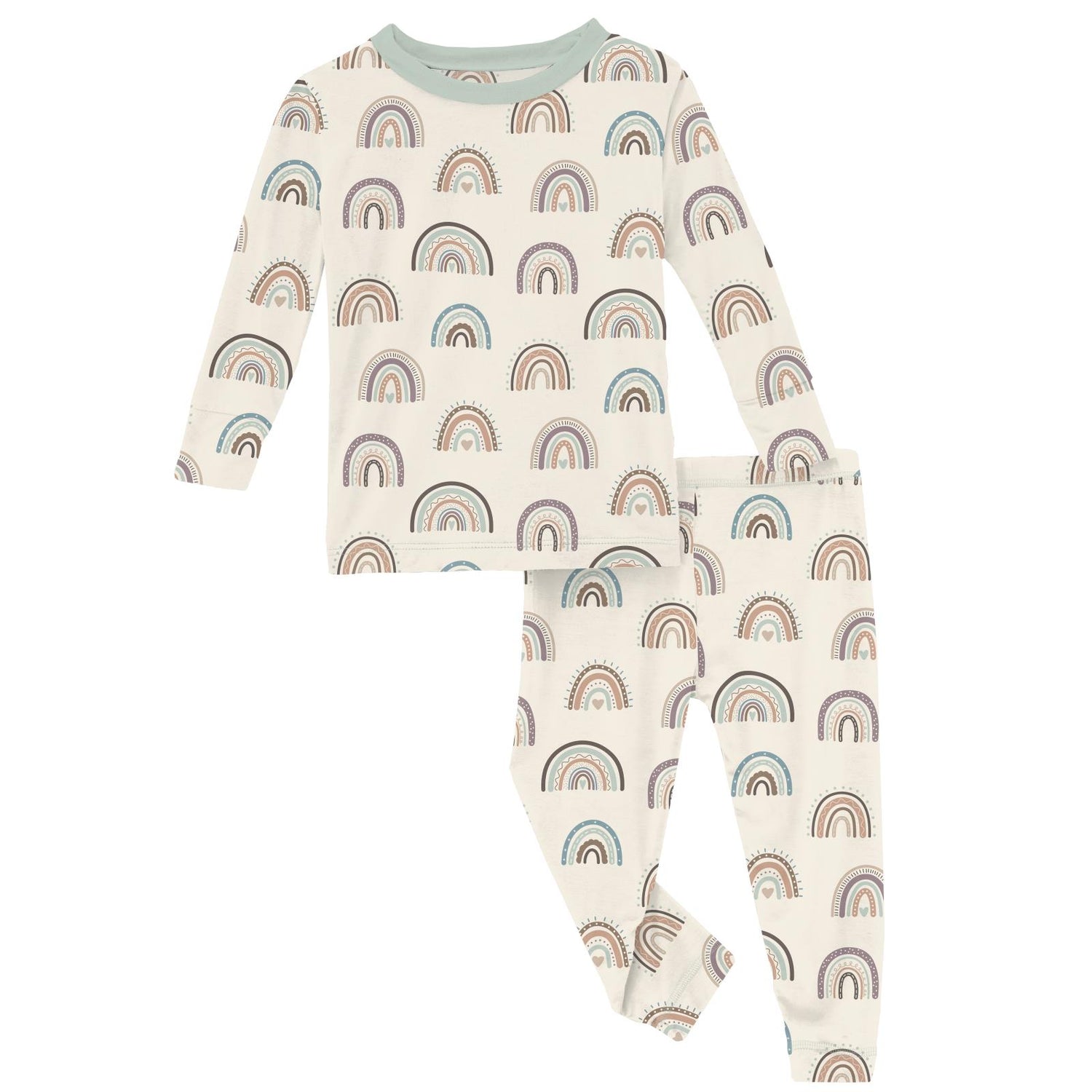 Print Long Sleeve Pajama Set in Earthy Rainbows (373664)