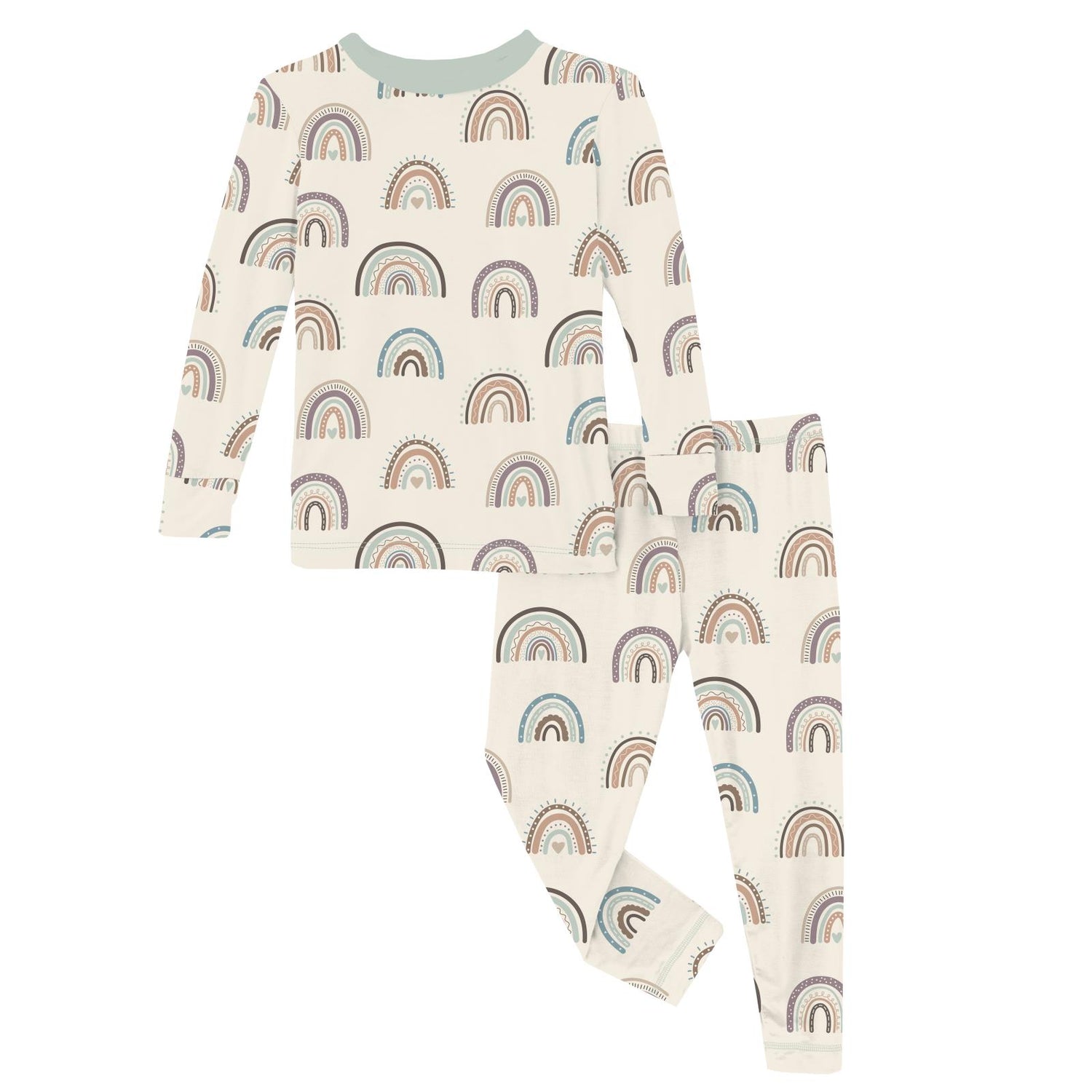 Print Long Sleeve Pajama Set in Earthy Rainbows (373662)