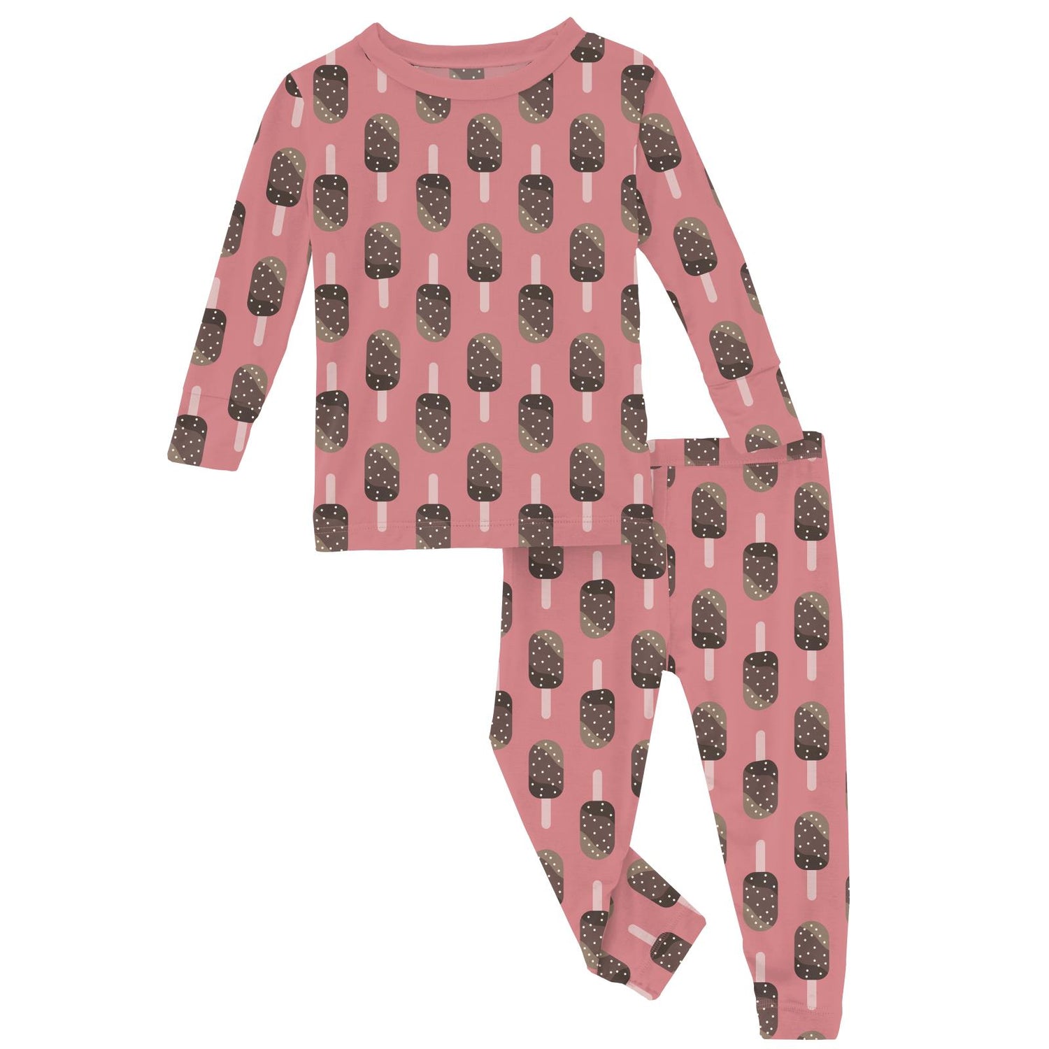 Print Long Sleeve Pajama Set in Desert Rose Ice Cream Bars (373673)