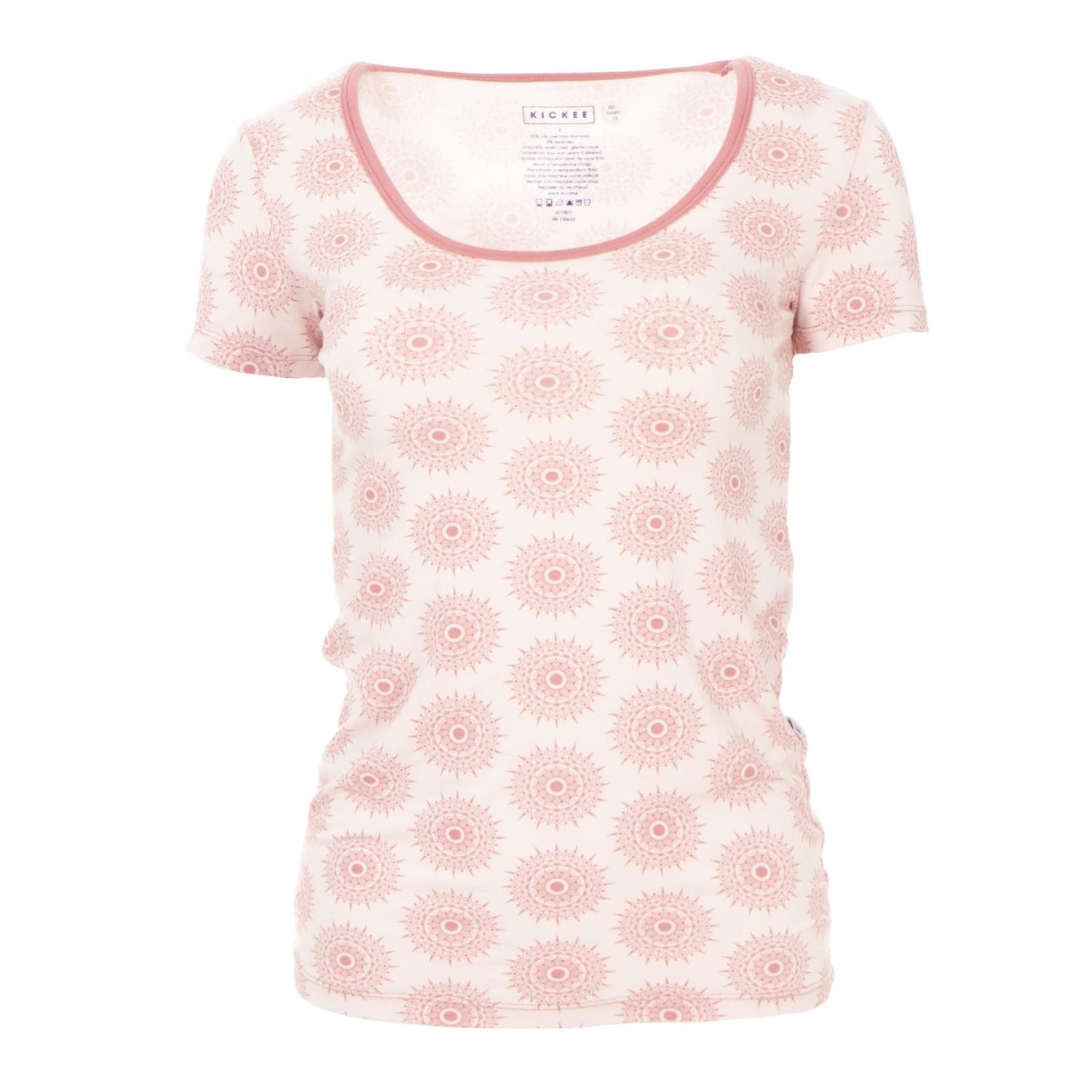 Print Short Sleeve Scoop Neck Tee in Macaroon Mandala