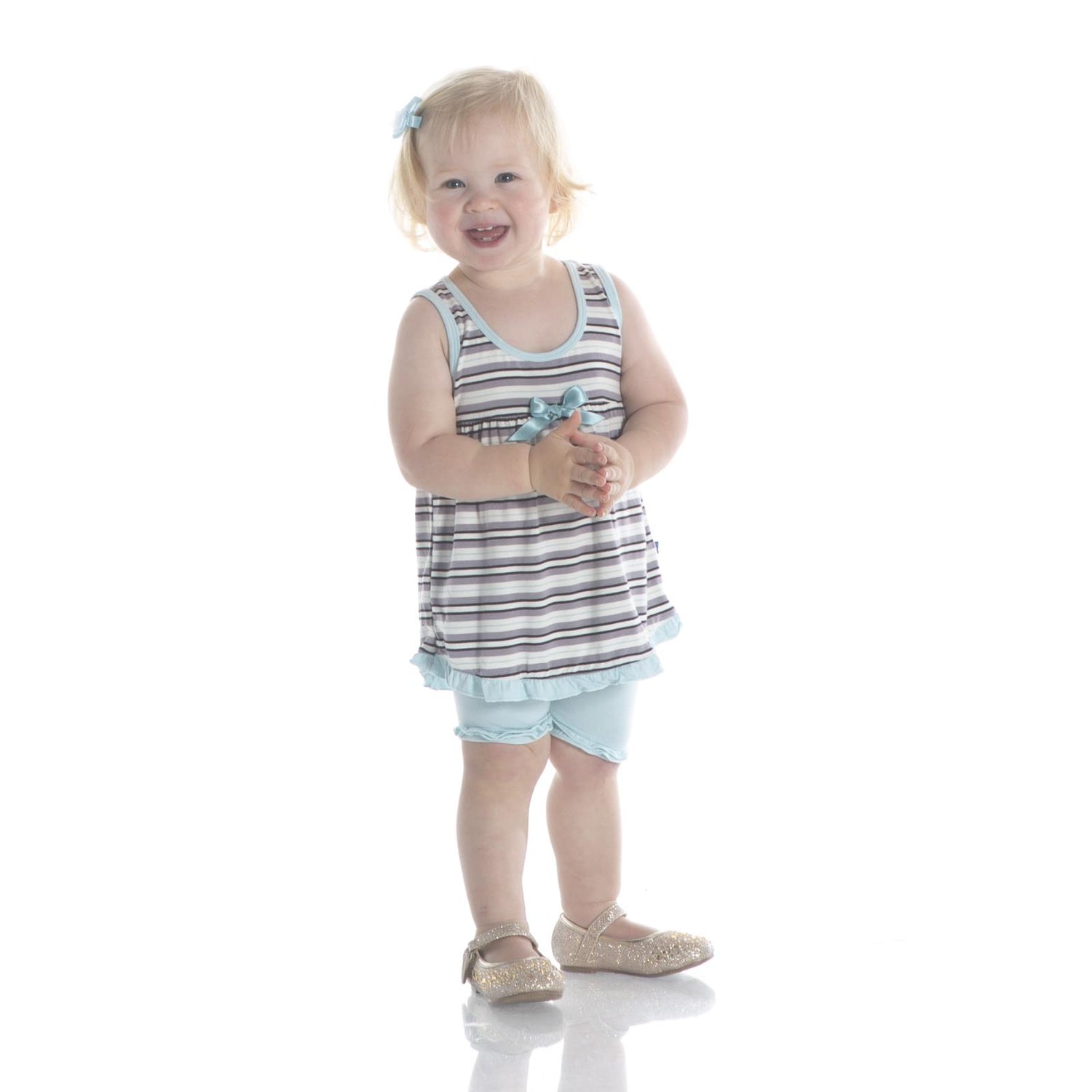 Print Swing Tank with Shorts Outfit Set in India Pure Stripe (188193)